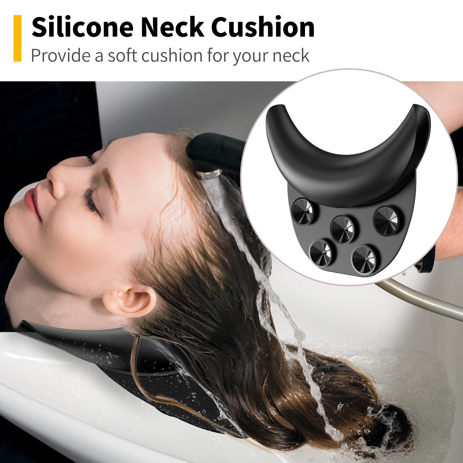 AISEELY silicone neck cushion close-up shows skin-friendly, acid-resistant material