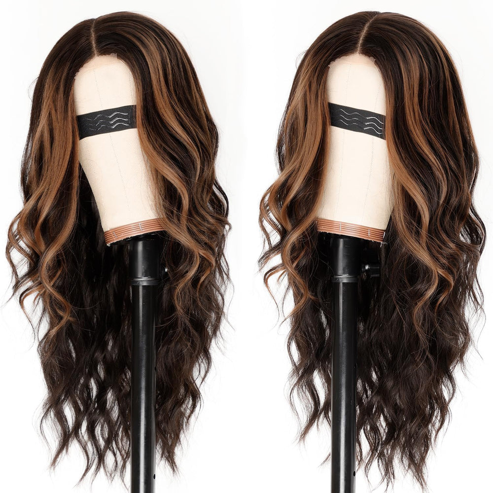 AISI HAIR long wavy lace-front wig provides natural movement for versatile looks.