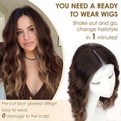 AISI HAIR medium-length wave curly wig for versatile outfits
