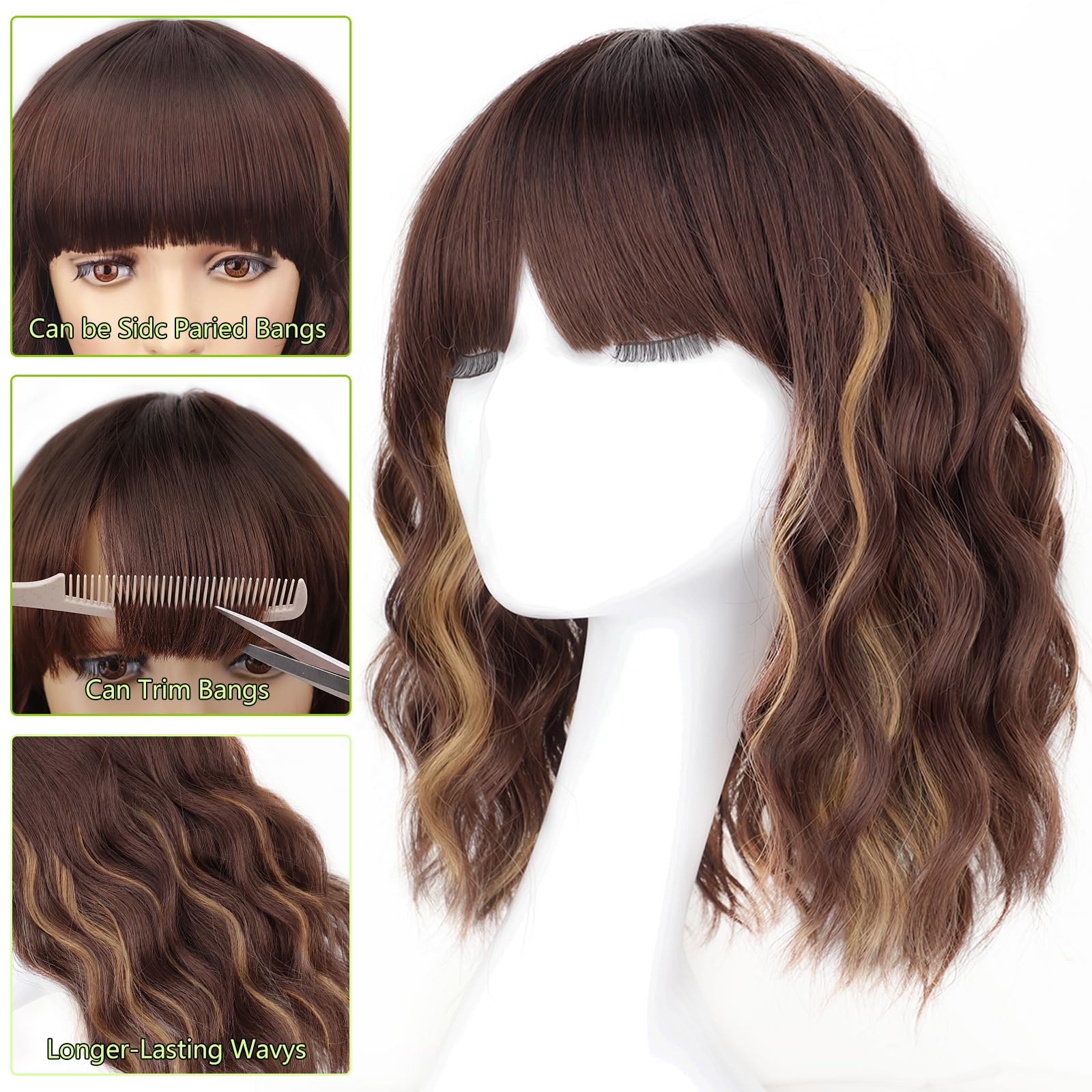 AISI HAIR short wavy bob in chestnut mix brown stylish daily look