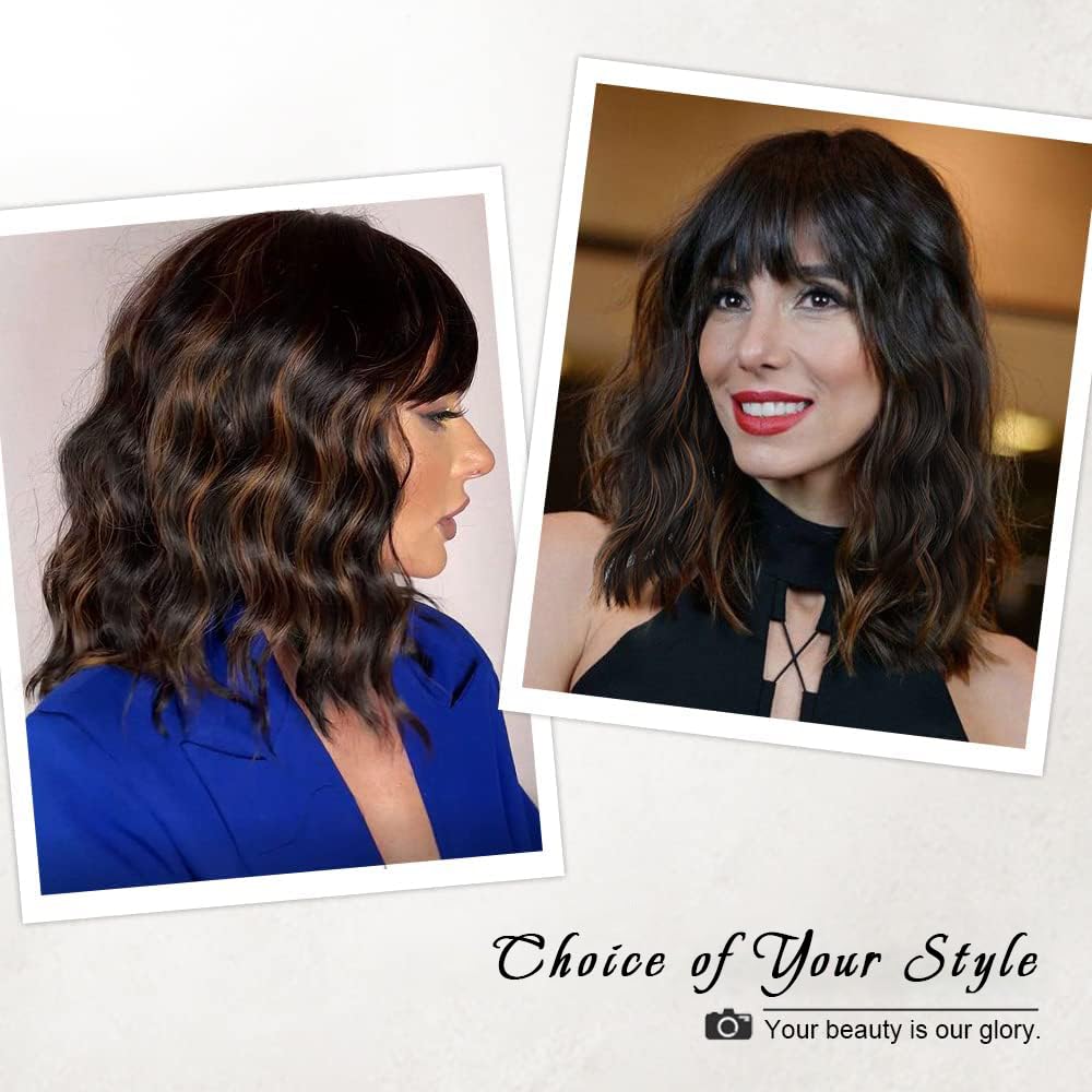 AISI HAIR wavy bob bangs adjustable straps show customizable head-fit and secure styling