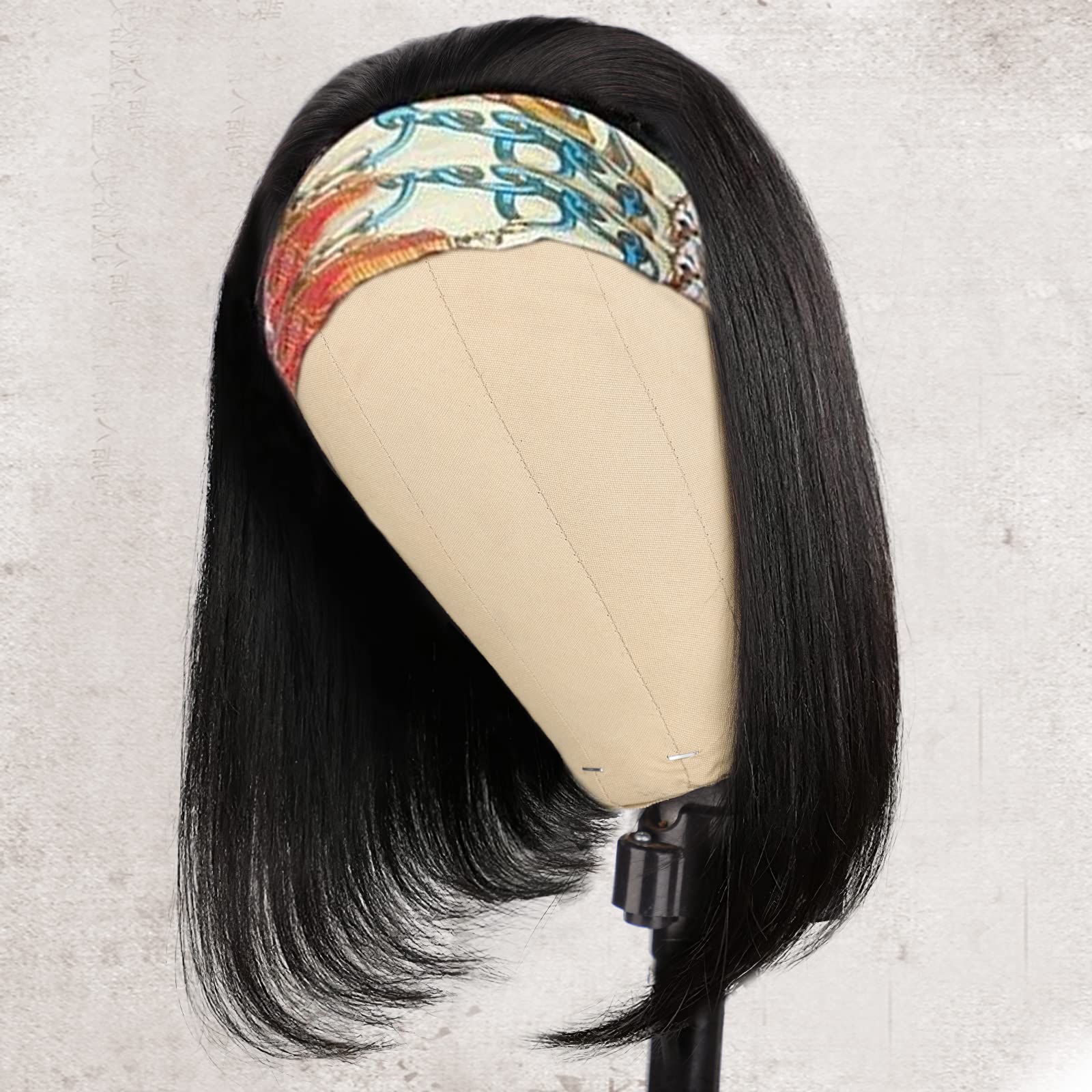 AISI Headband Wigs glueless Velcro band demonstrates quick wear and secure fit