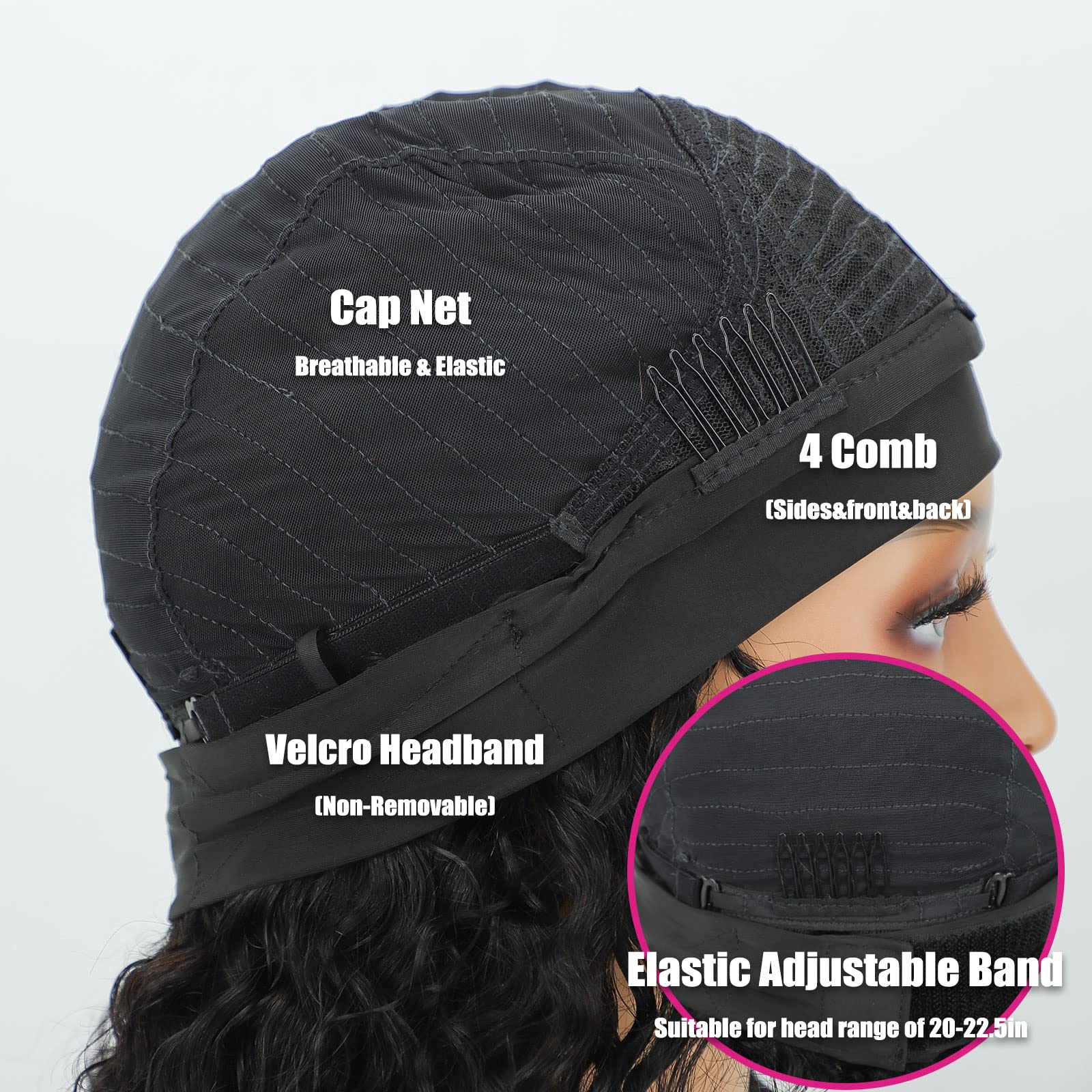 AISI QUEENS headband wig cap size 20-21 inch ensures balanced, comfortable fit