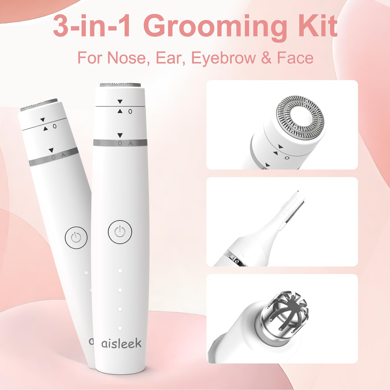 aisleek 3-in-1 attachments displayed for versatile grooming possibilities.