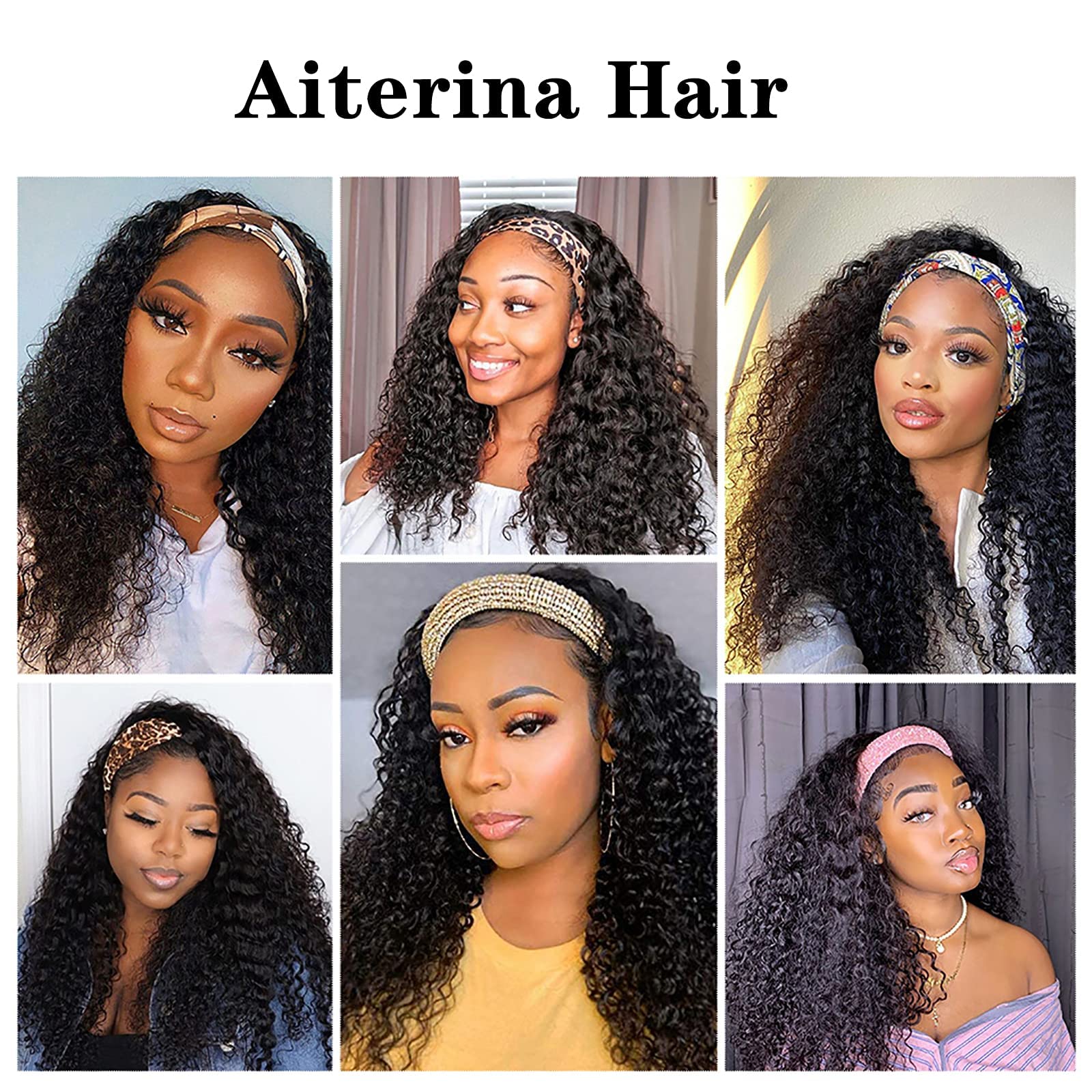 Aiterina headband wig deep wave 12in natural color offers discreet, versatile styling.