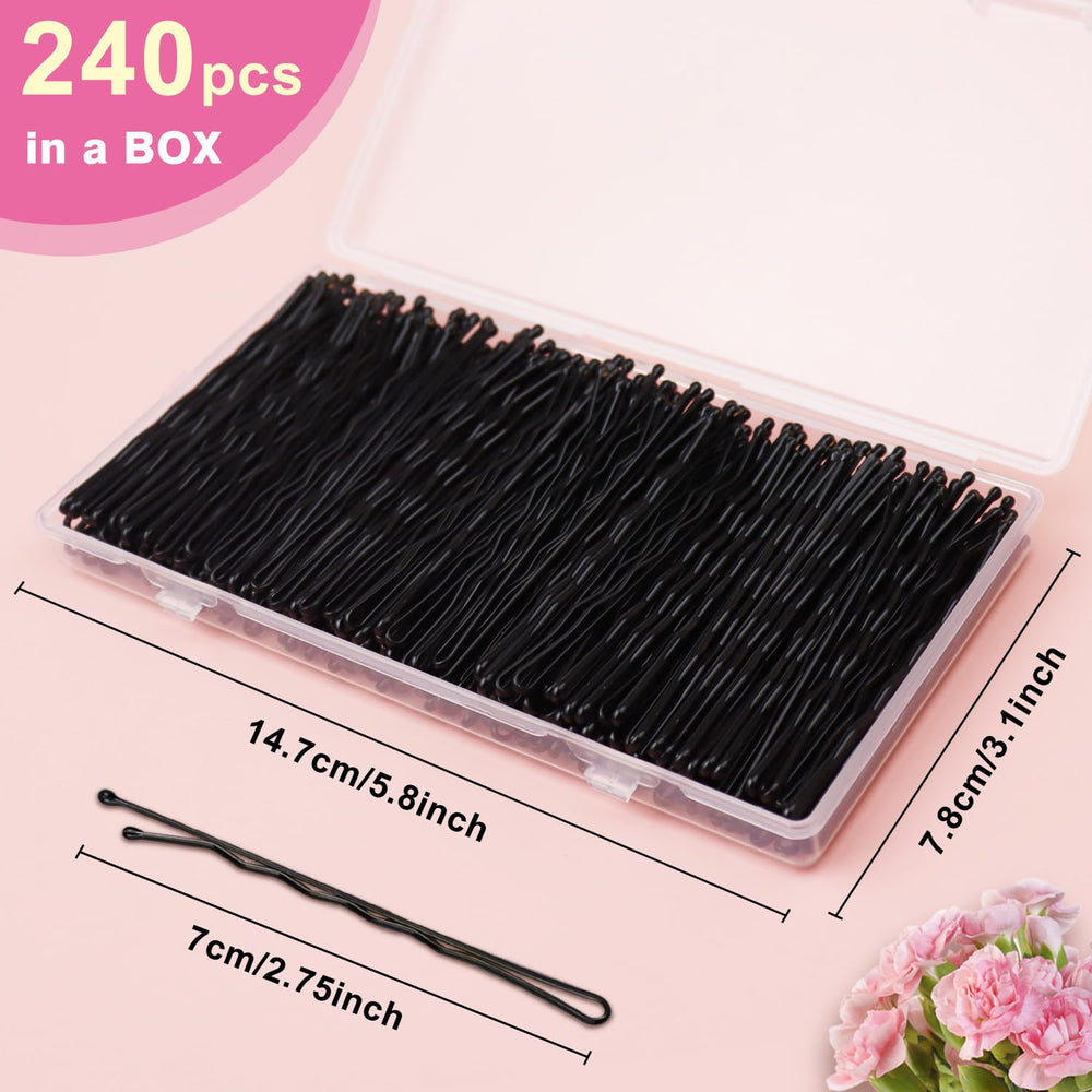 AITRAI large black bobby pins 7cm closeup highlights durable, rust-resistant metal finish.
