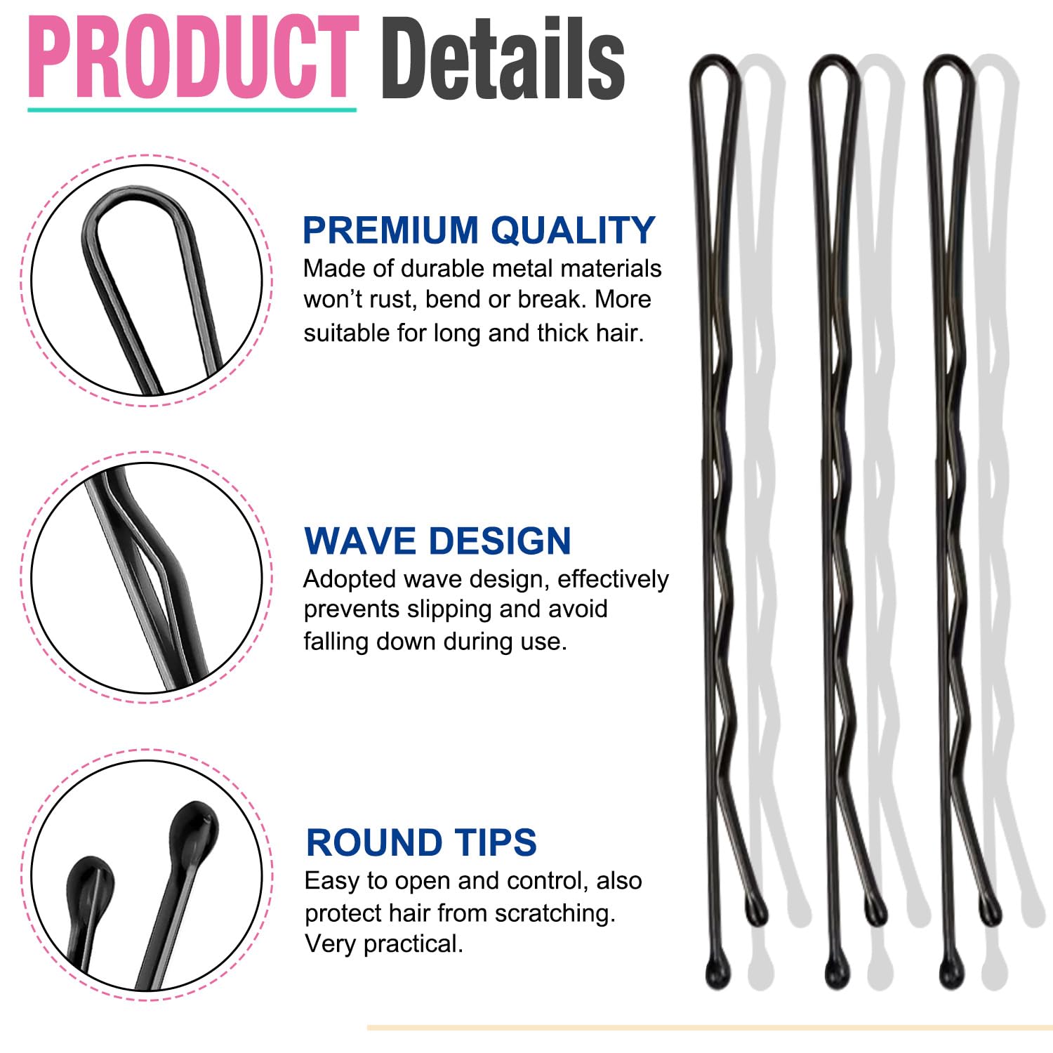 AITRAI premium metal-plating bobby pins showcases chic, fade-resistant shine.