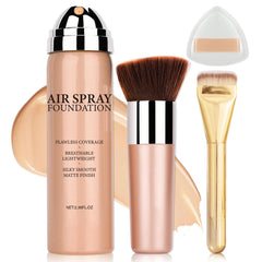 AIUEO airbrush foundation spray beige bottle with fine mist for smooth coverage.