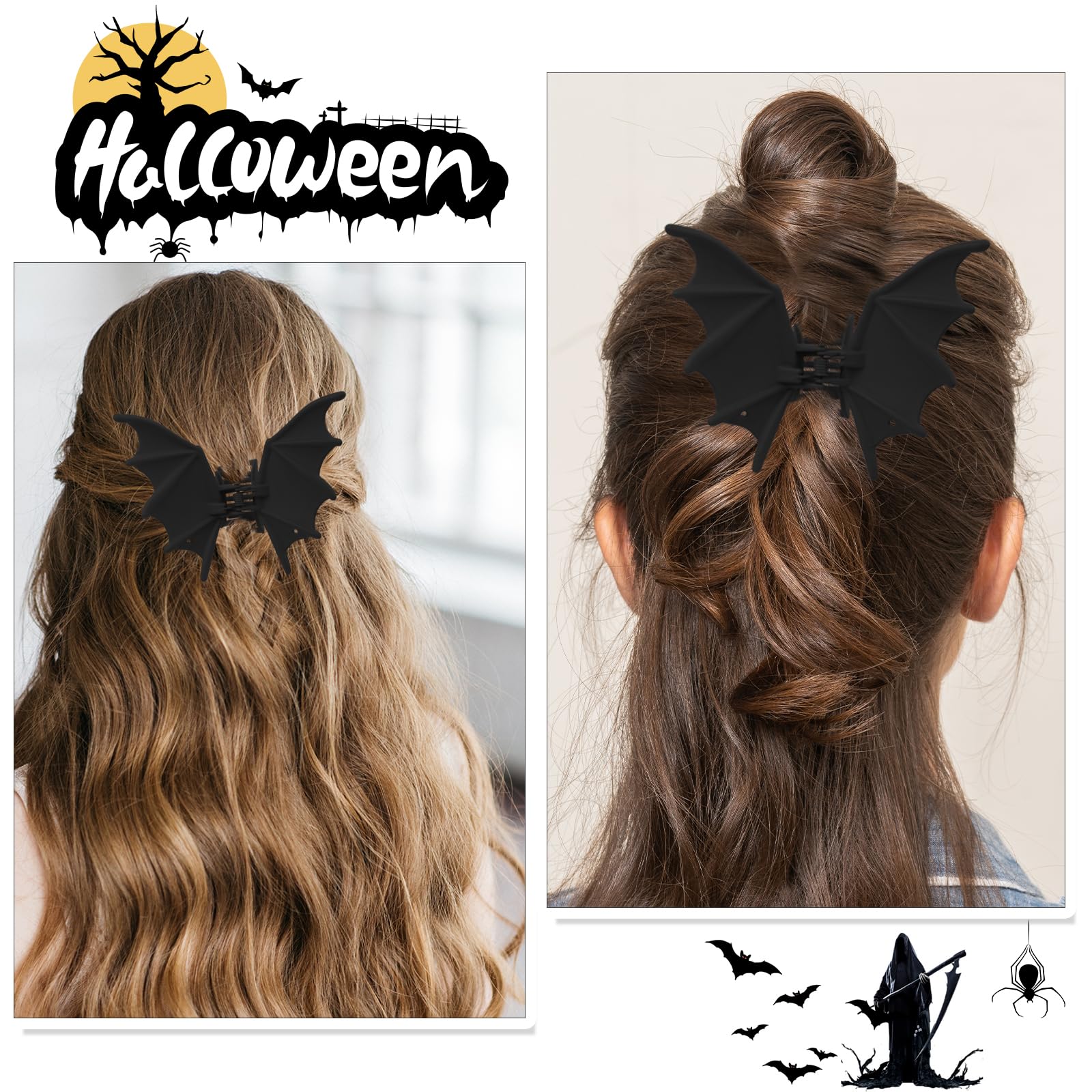 AIUPUOC bat claw hair barrette side view demonstrates secure hold.