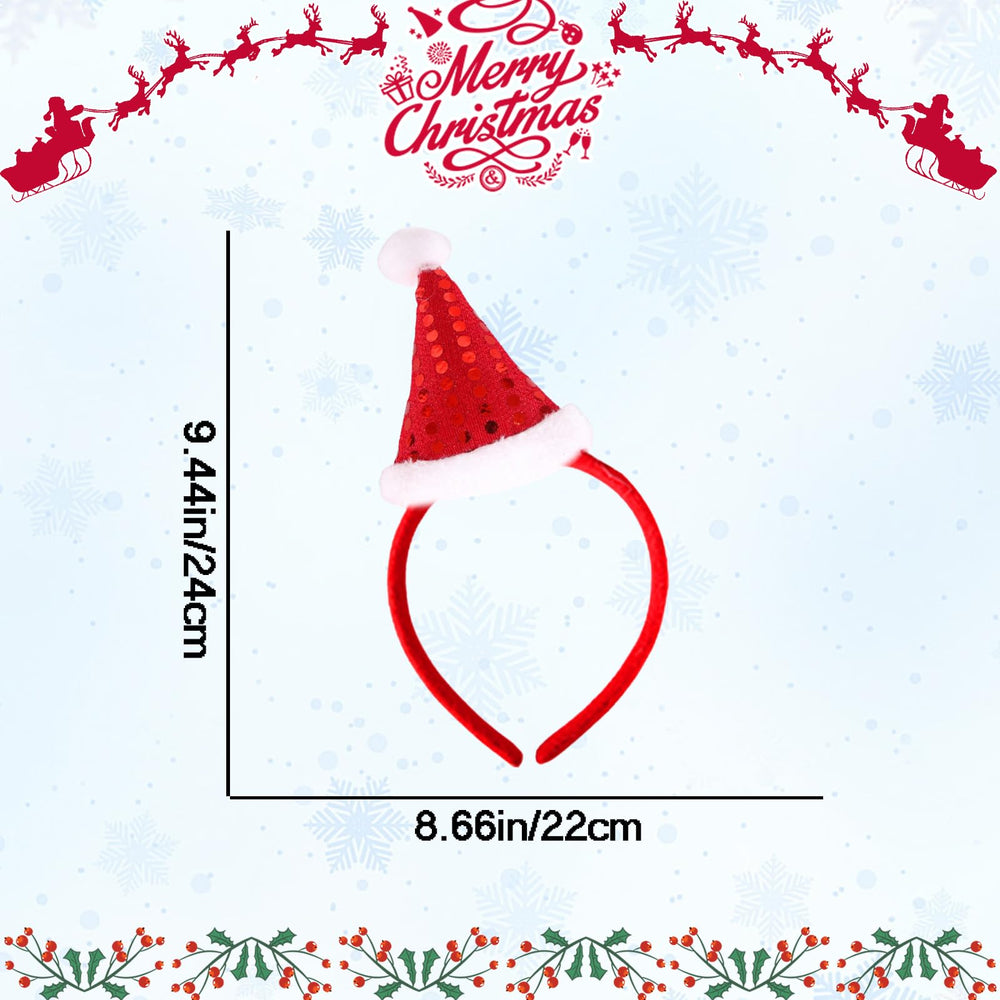 AIUPUOC Santa hat headband red with sequins for festive photos.