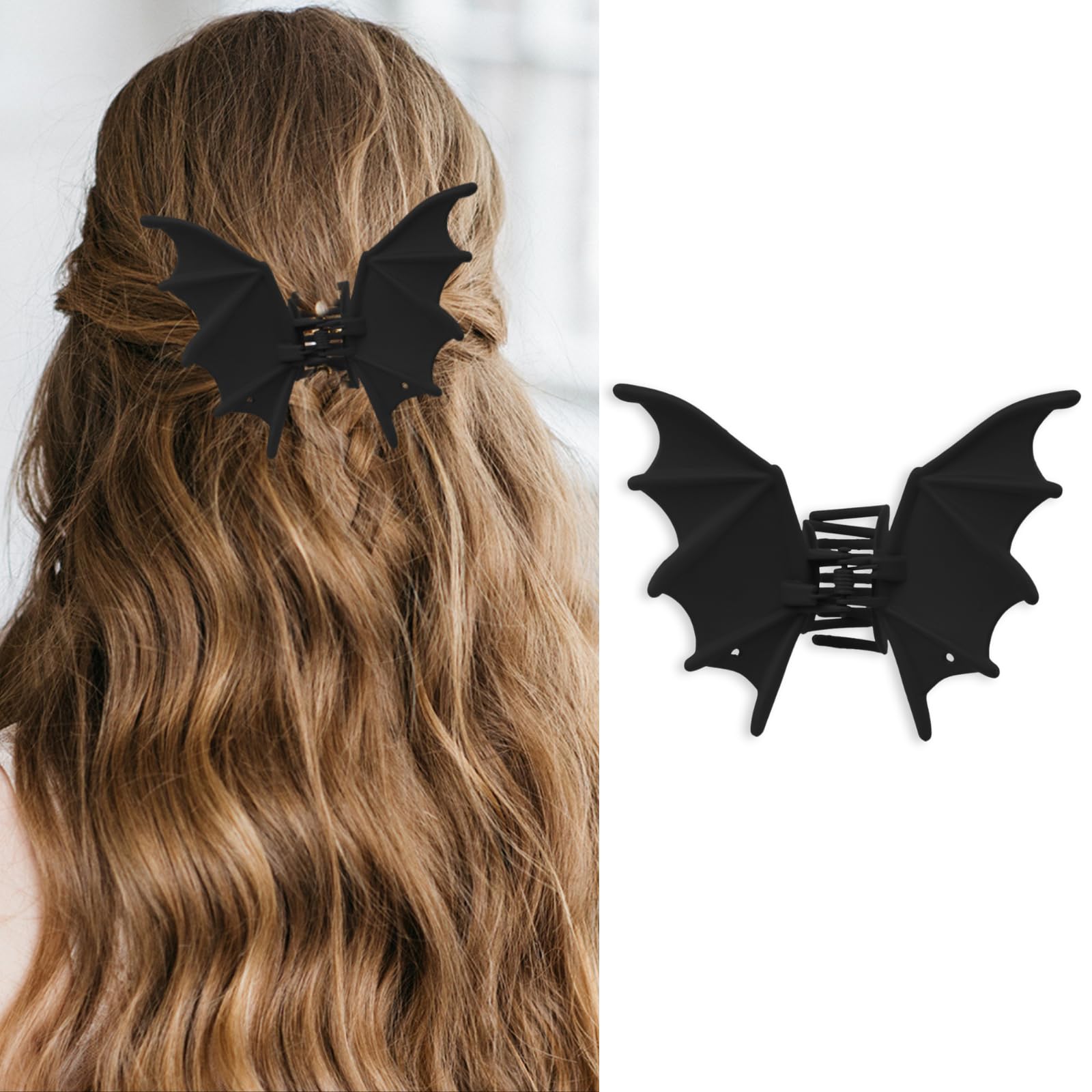 AIUPUOC Halloween bat hair clip matte black for a bold party look.