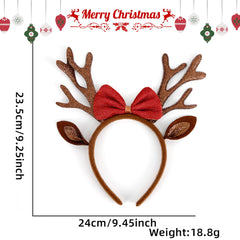 AIUPUOC brown plush reindeer ears headband adds warm holiday charm.