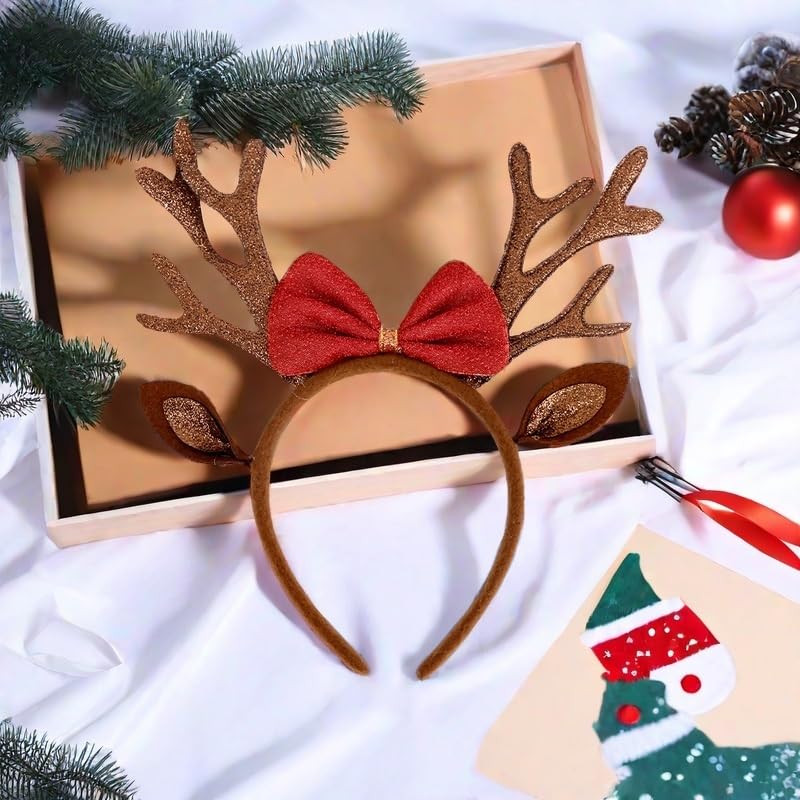 AIUPUOC glitter antlers with bells elevate holiday looks and celebrations.