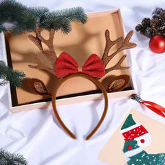 AIUPUOC glitter antlers with bells elevate holiday looks and celebrations.