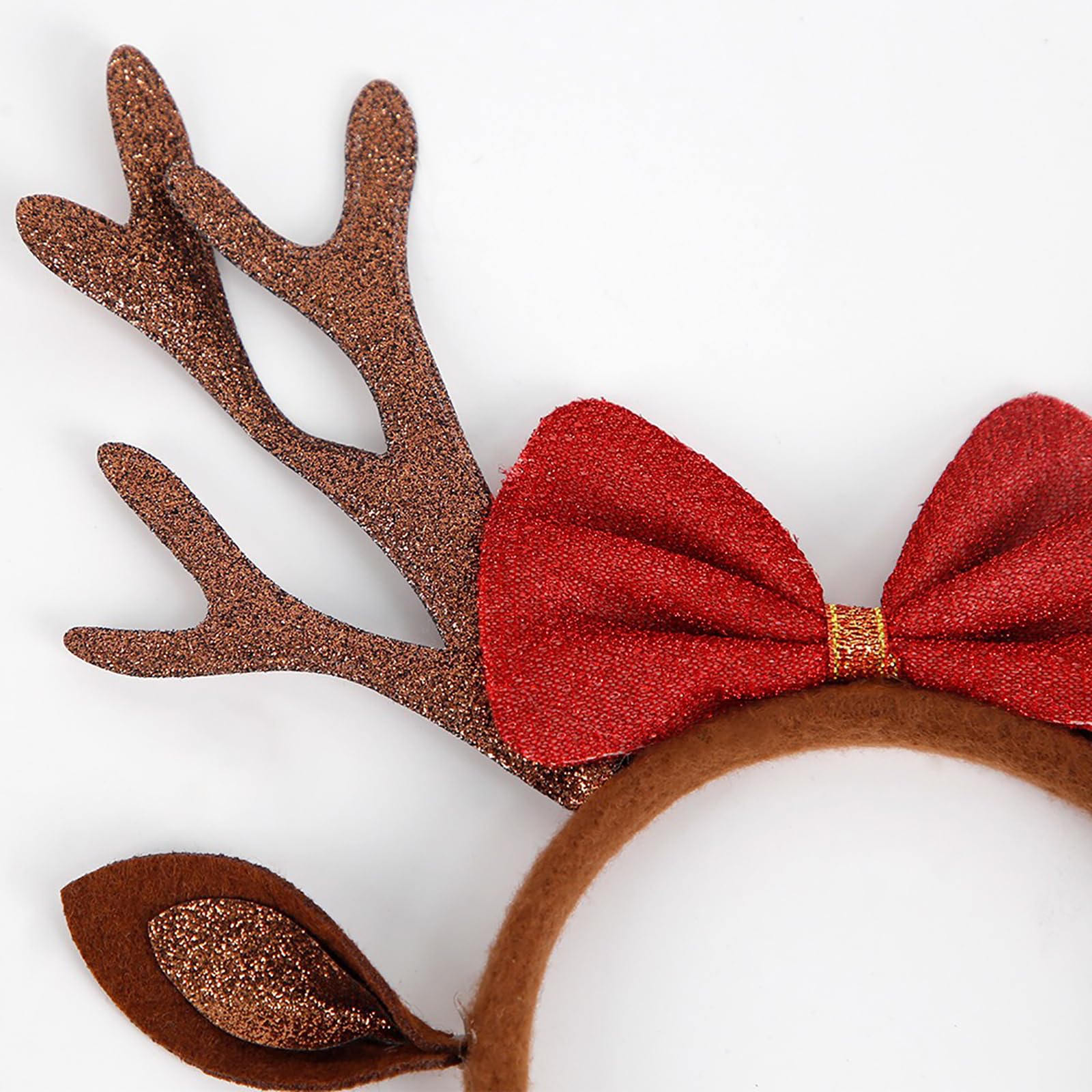 AIUPUOC red antlers headband complements Christmas outfits and events.