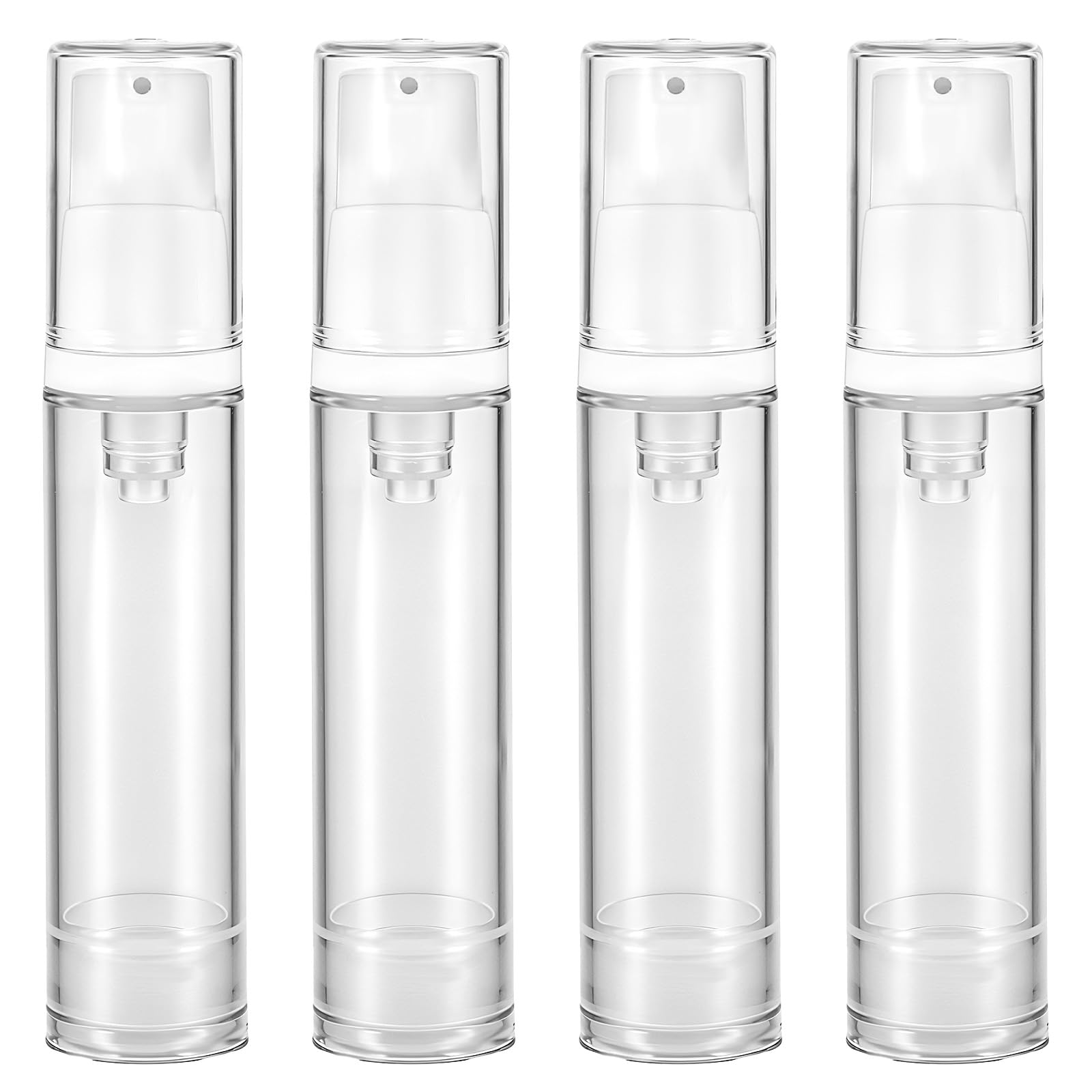Aiyorse 4pc travel airless pump bottle set—compact 10ml containers for on-the-go skincare.