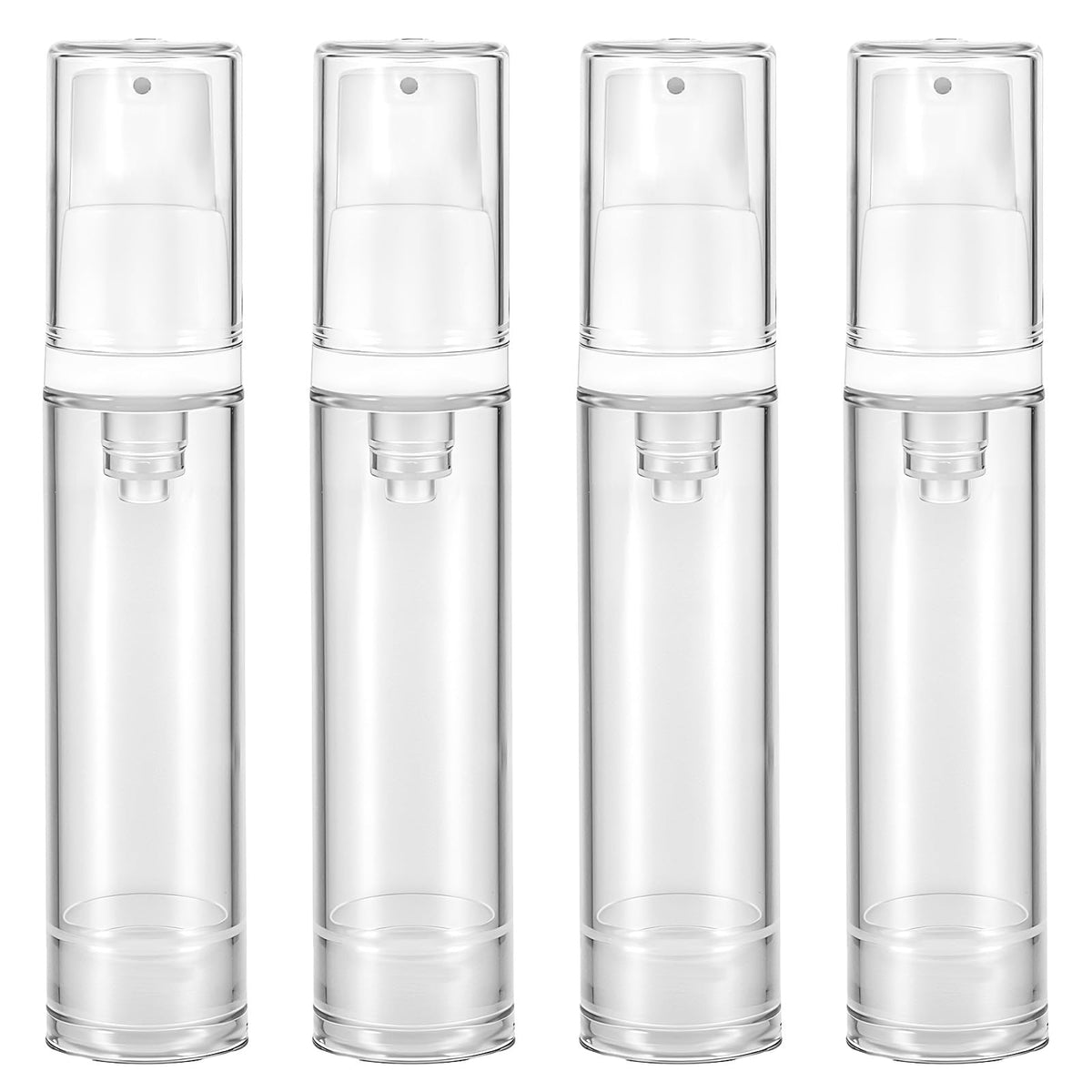 Aiyorse 4pc travel airless pump bottle set—compact 10ml containers for on-the-go skincare.