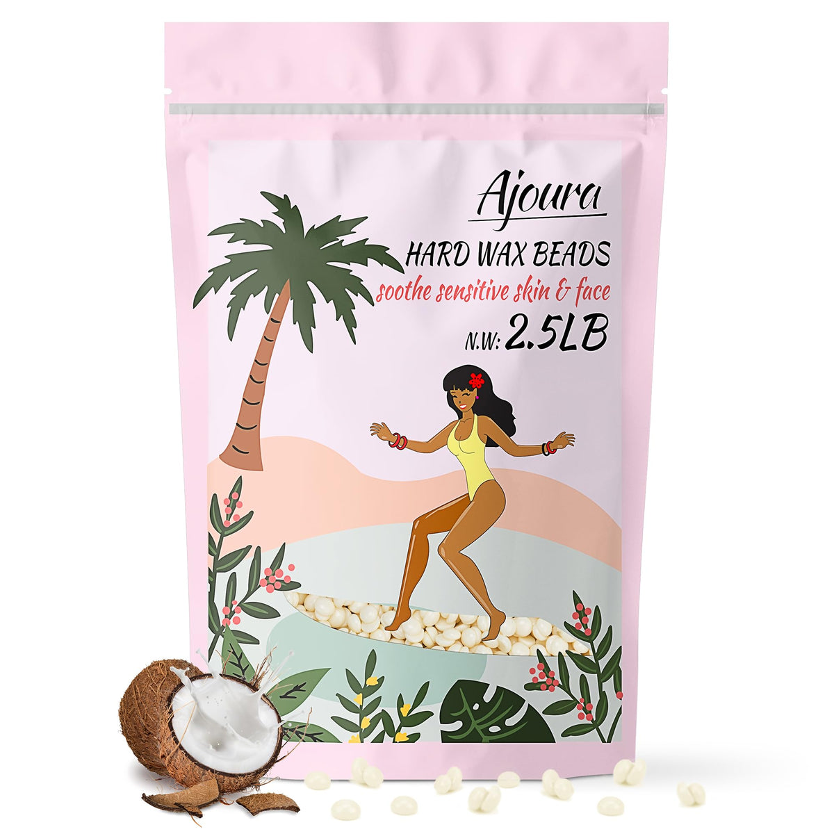 Ajoura 2.5lb wax beads pack ready for home waxing