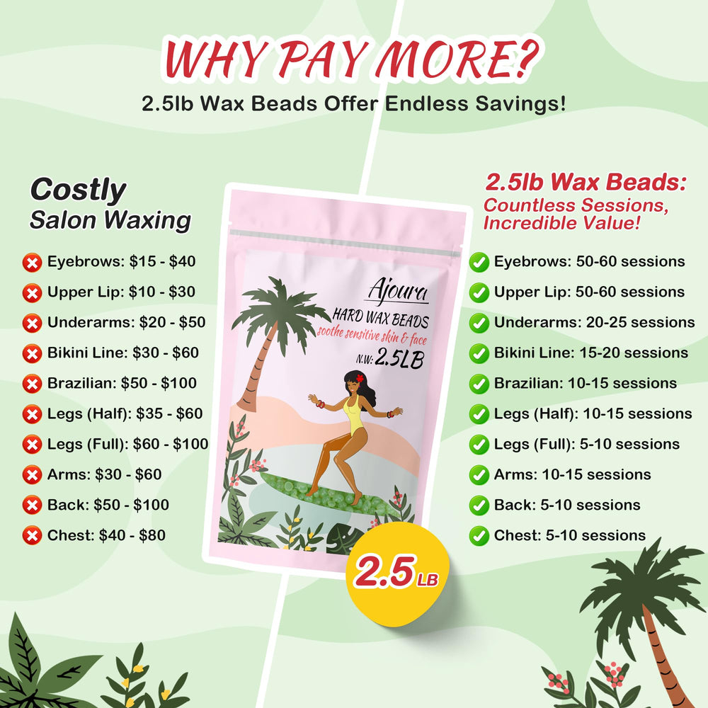 Ajoura Aloe Hard Wax Beads aloe-infused formula supports sensitive skin during waxing.