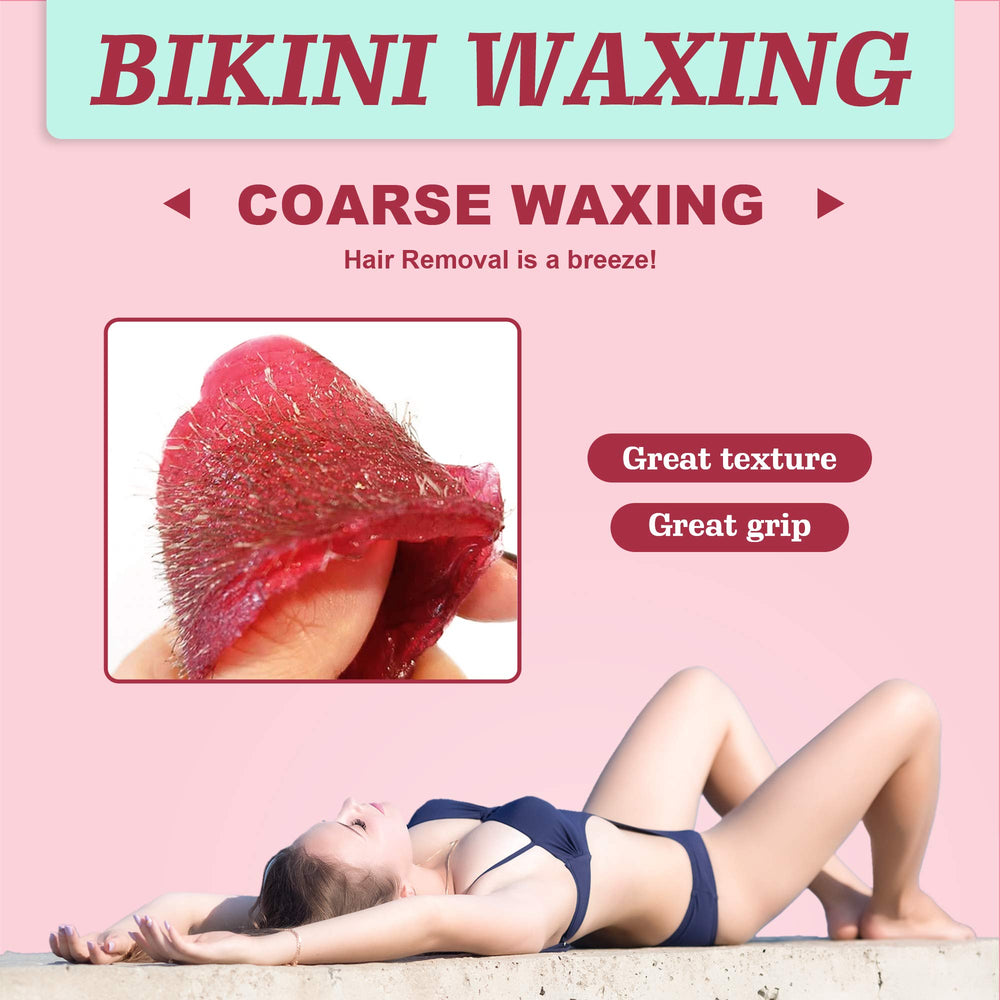 Ajoura Brazilian waxing kit setup with prep skin spray and wax beads.