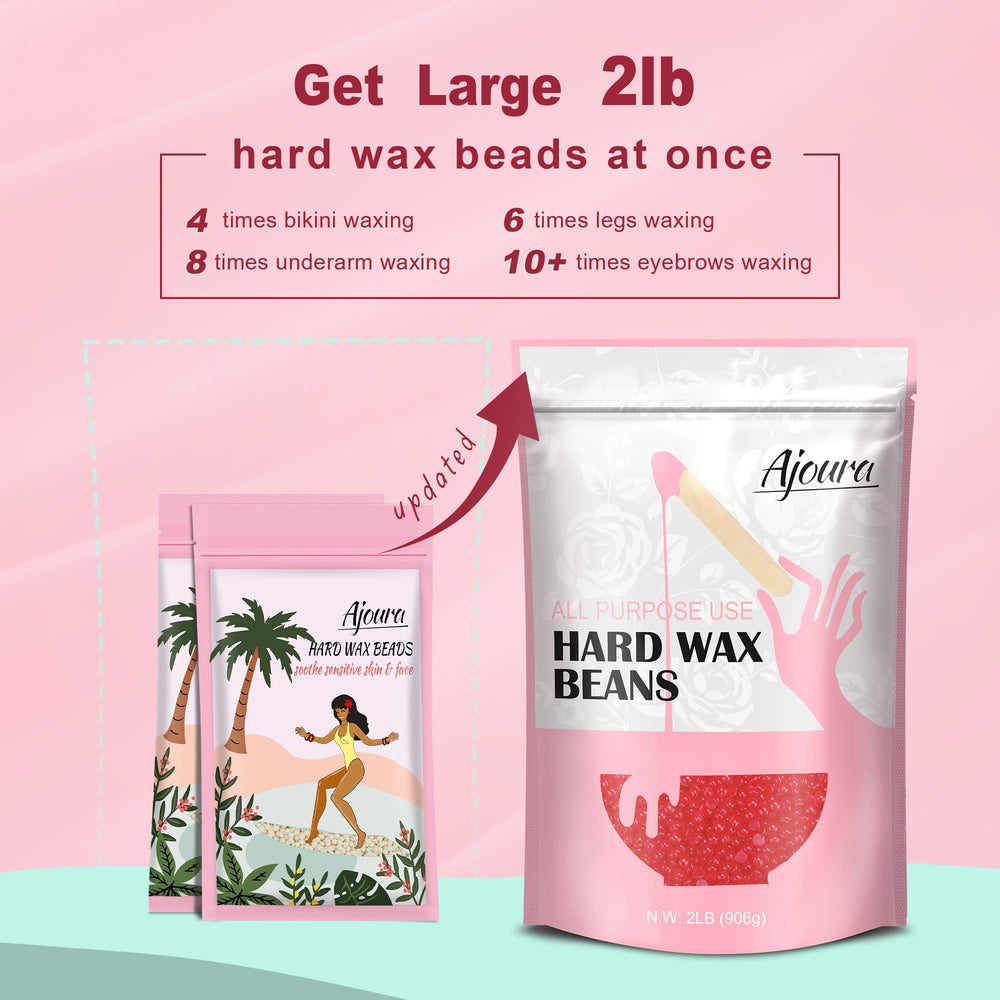 Ajoura rose-formula hard wax beads close-up, gentle on sensitive skin during bikini-area waxing.