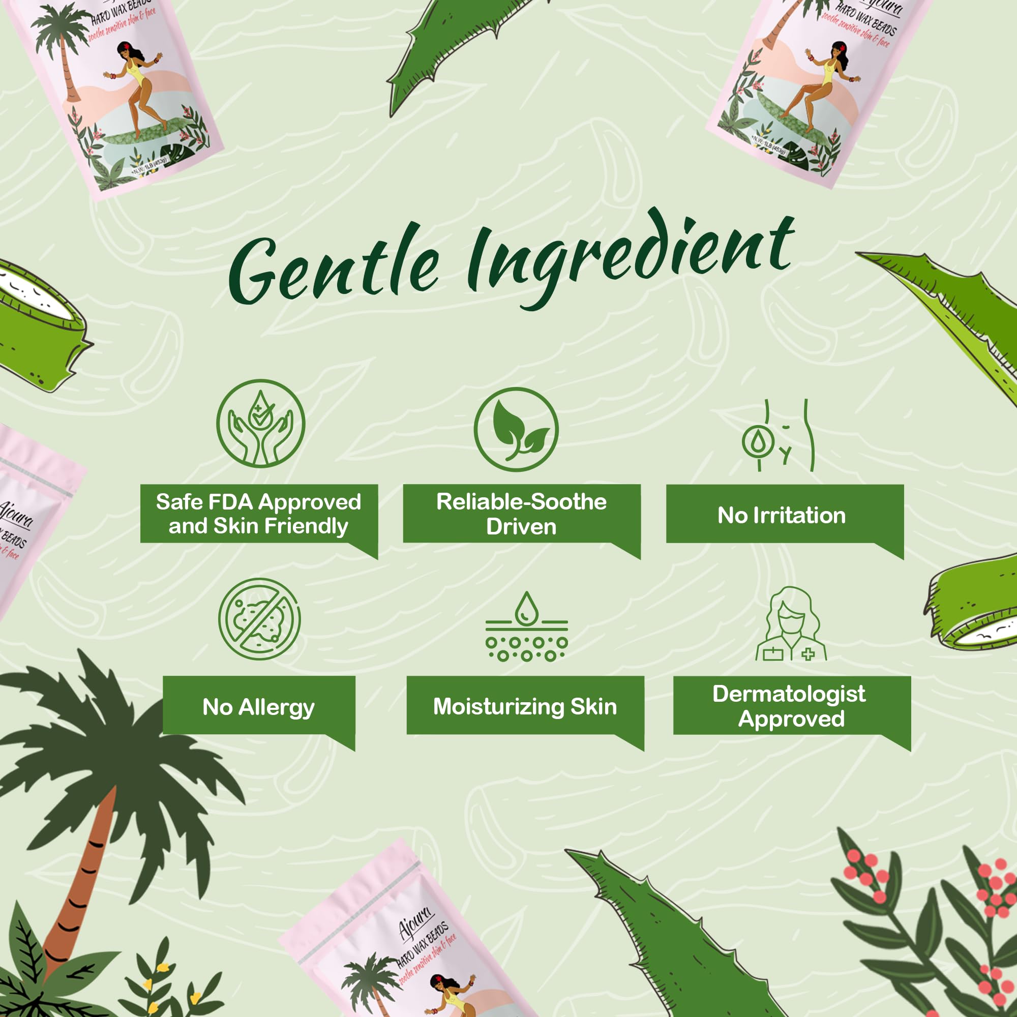 Ajoura Wax Beads Aloe-Sensitive formula supports soothing experience during wax sessions