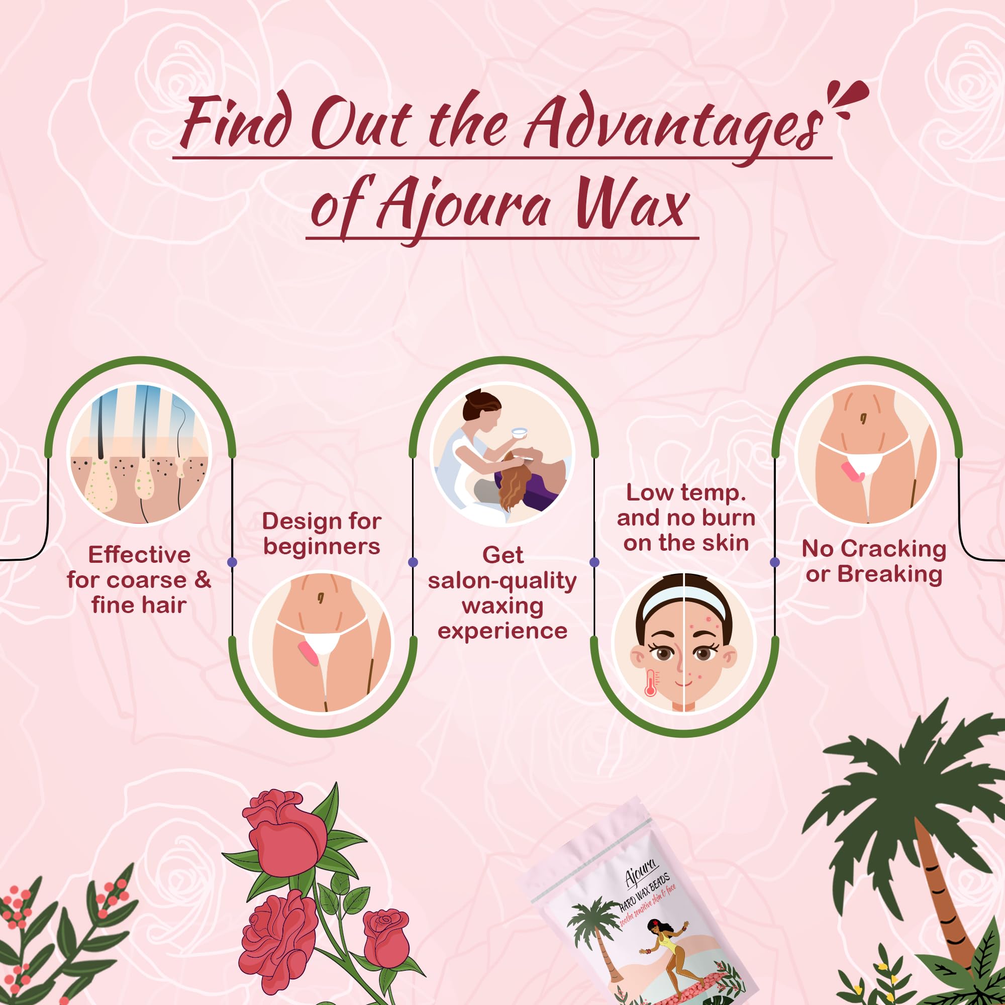 Ajoura Pink Rose wax beads for at-home use delivering salon-like results