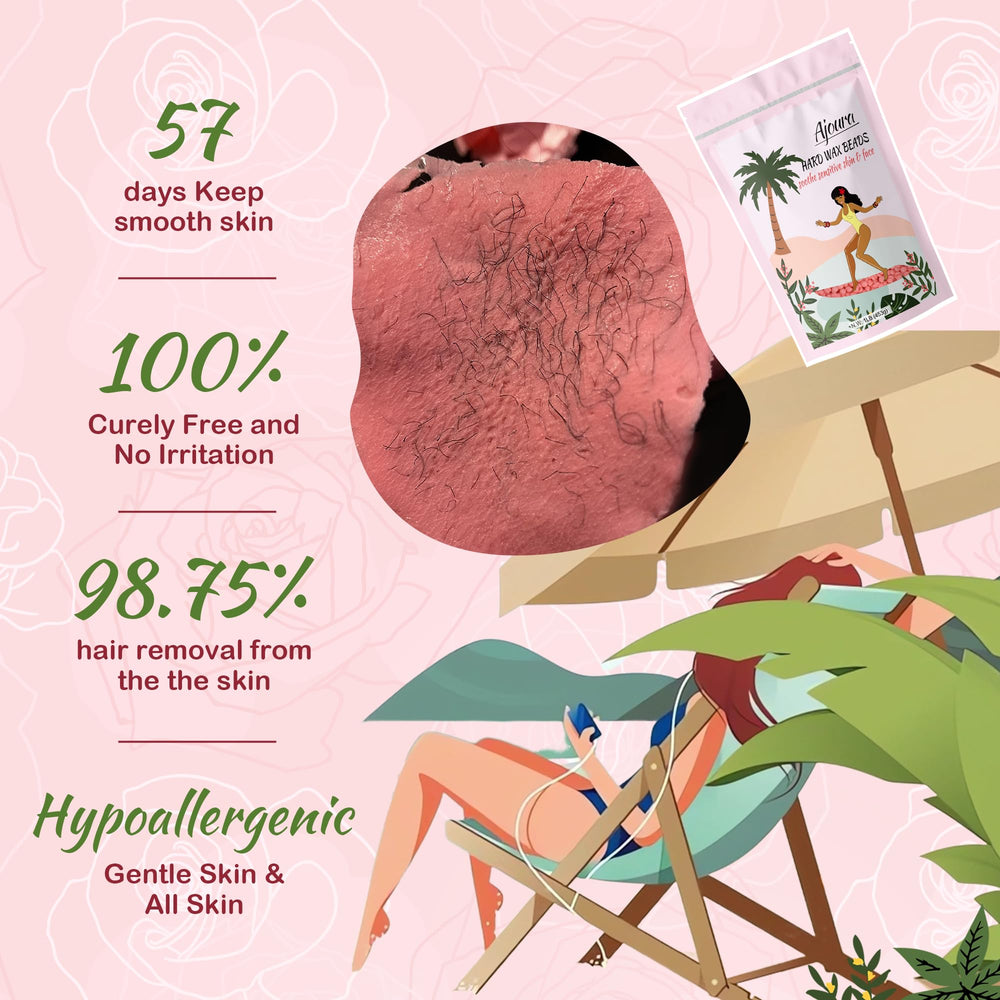 Ajoura Pink Rose wax beads close-up removing hair with minimal skin irritation