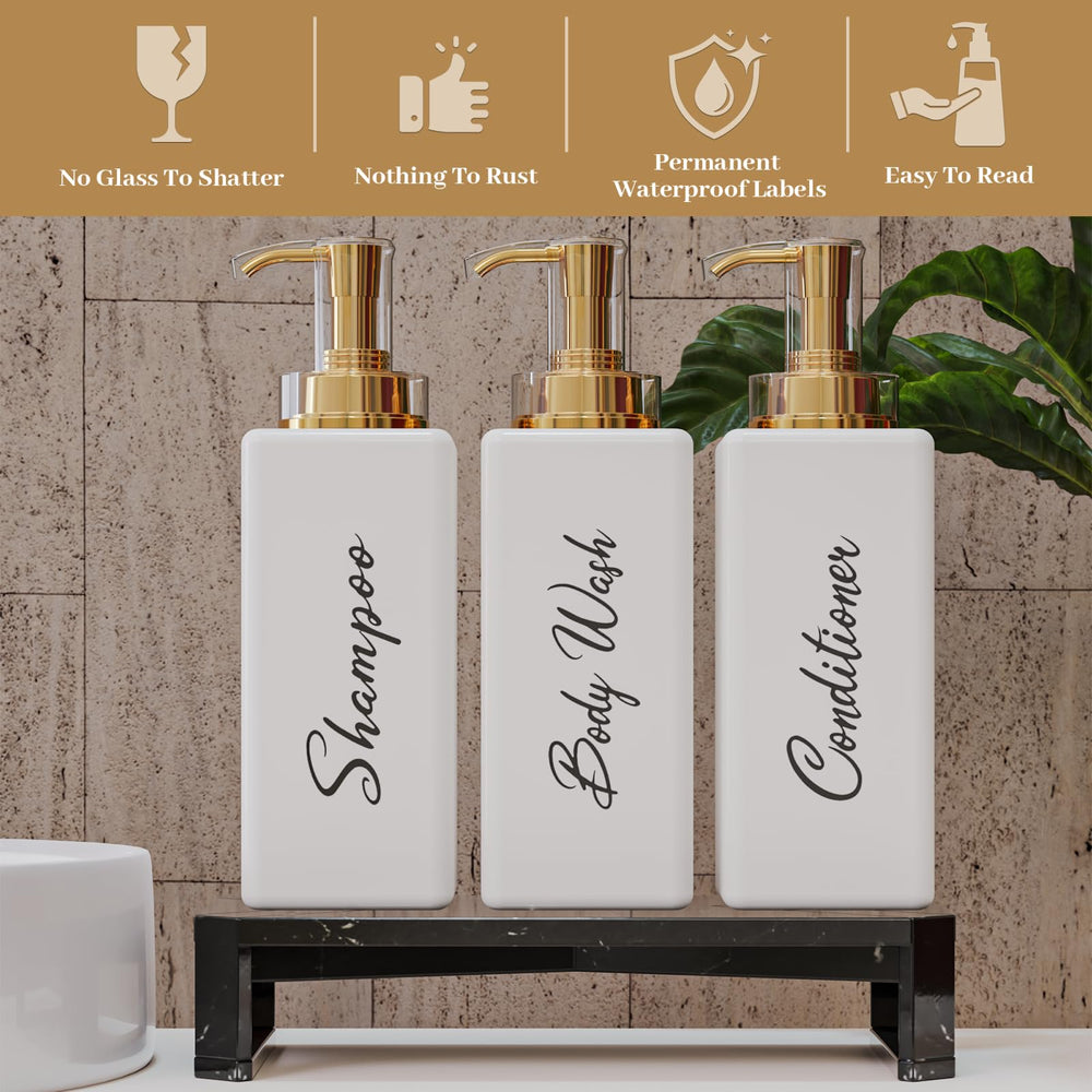 Akalin multipurpose bathroom dispenser set, versatile for shampoo, body wash, and lotion.