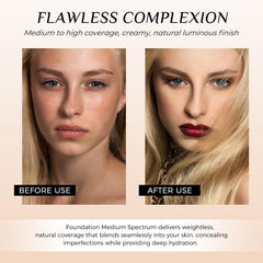 akareni Color Changing Foundation on skin-tone demonstrates natural, even coverage.