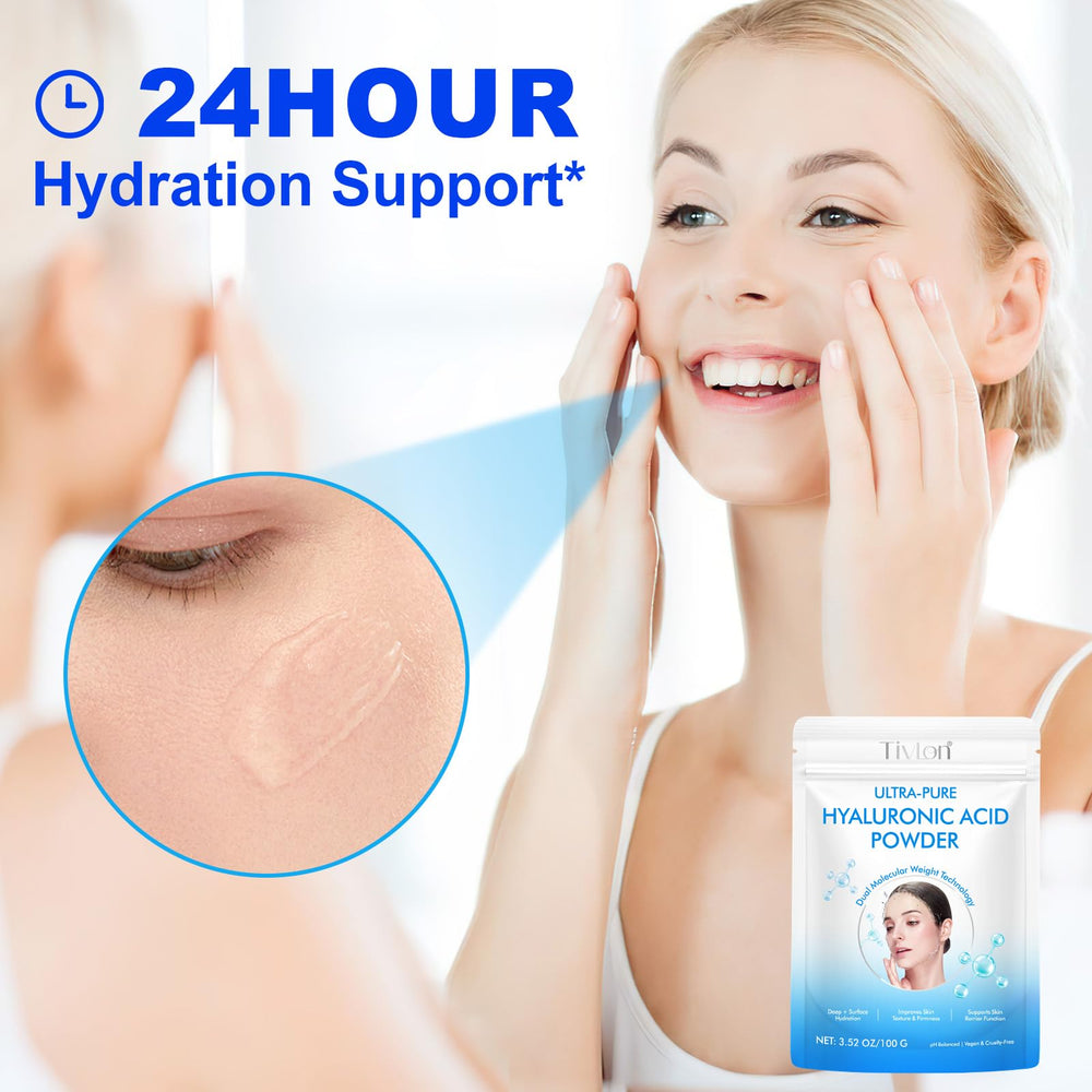Akareni Hyaluronic Acid Powder may help support smoother, firmer-looking skin over time with use.