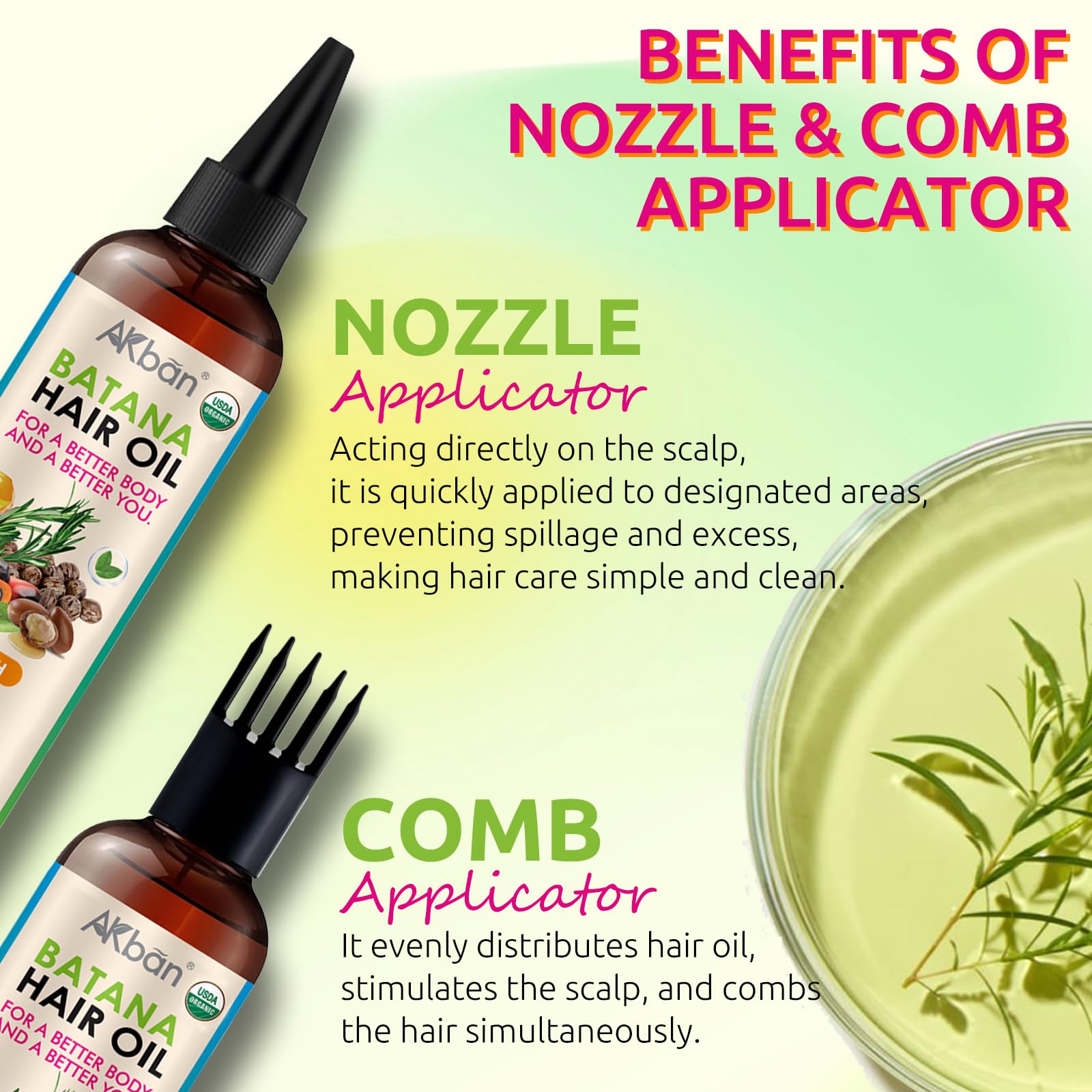 AKBAN comb applicator assists even product distribution.