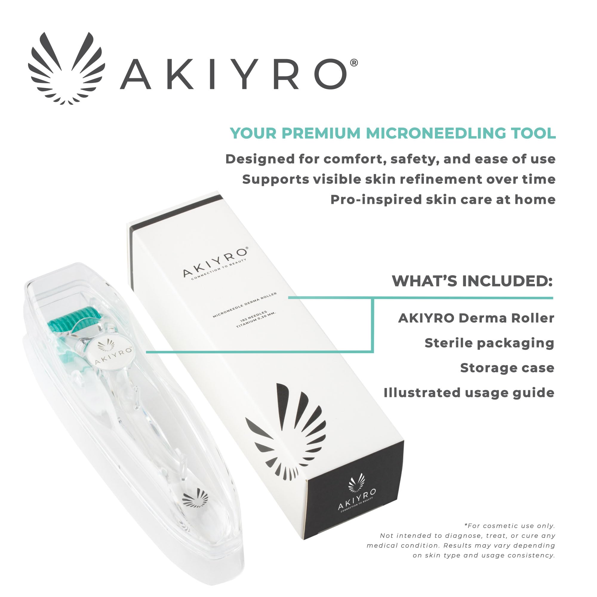 AKIYRO Derma Roller features 192 needles for precise microcare