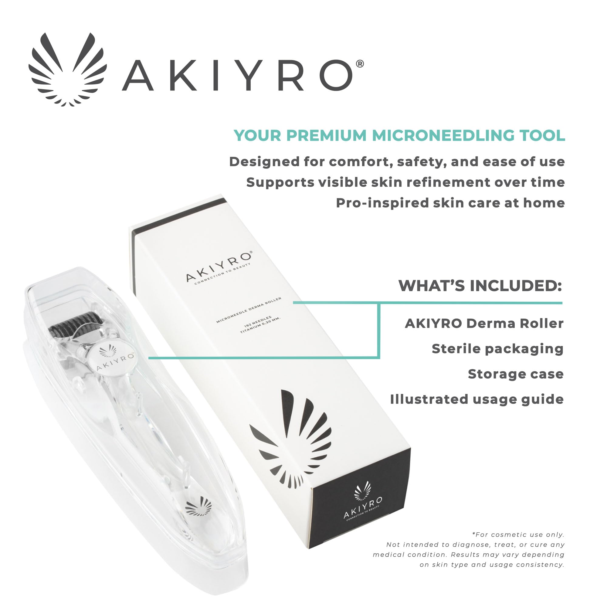 AKIYRO Derma Roller used on body for targeted absorption in small areas.