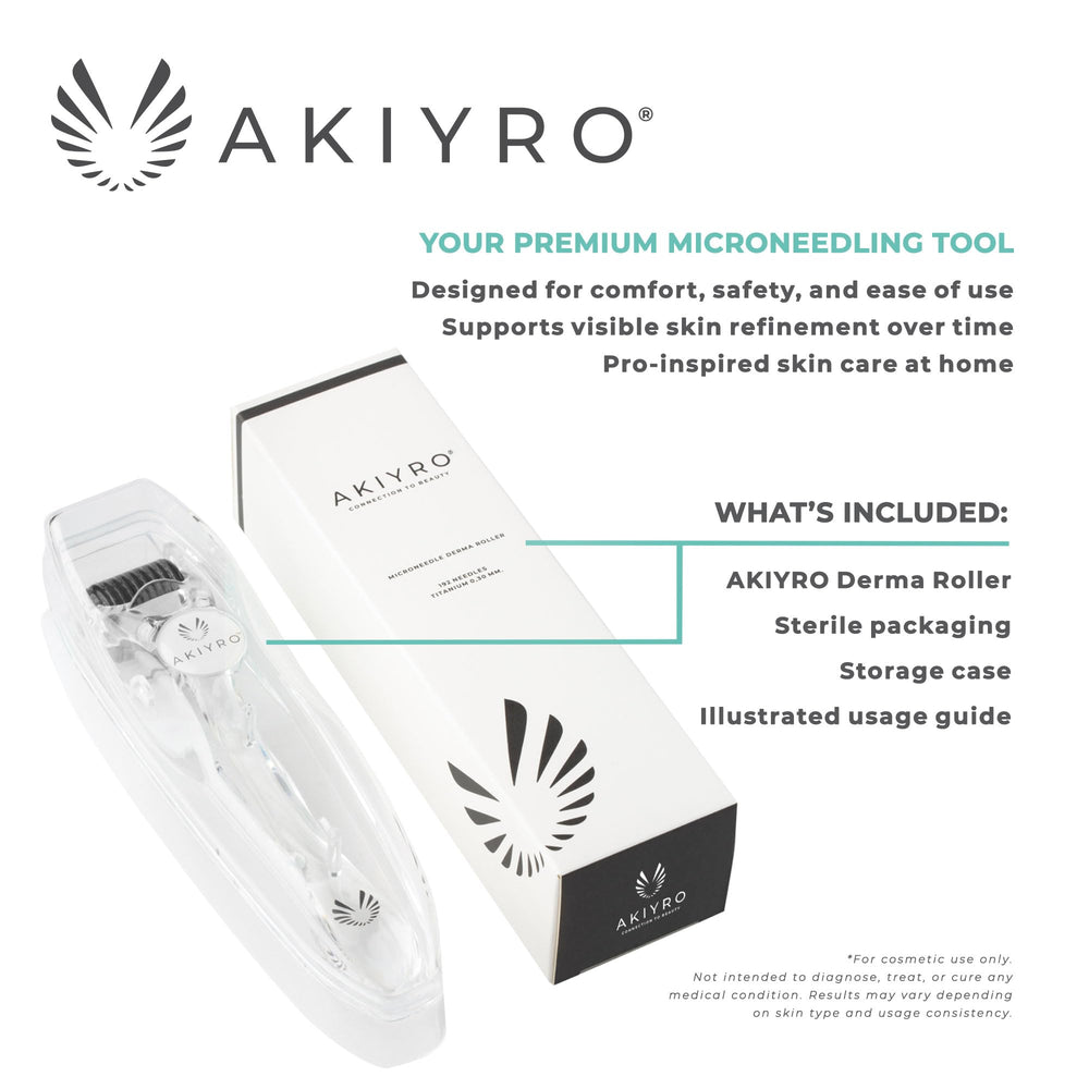 AKIYRO Derma Roller used on body for targeted absorption in small areas.