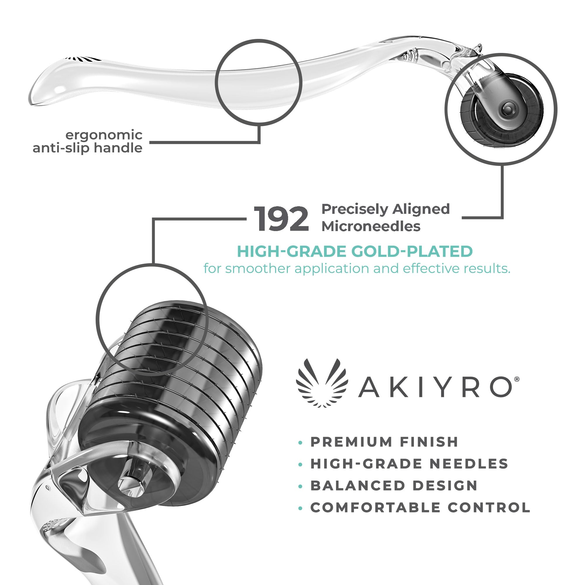 AKIYRO Derma Roller applied on scalp for gentle scalp care.
