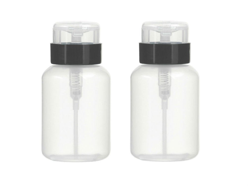 AKOAK push-down pump bottle 200ml with black top cap for mess-free nail art prep.