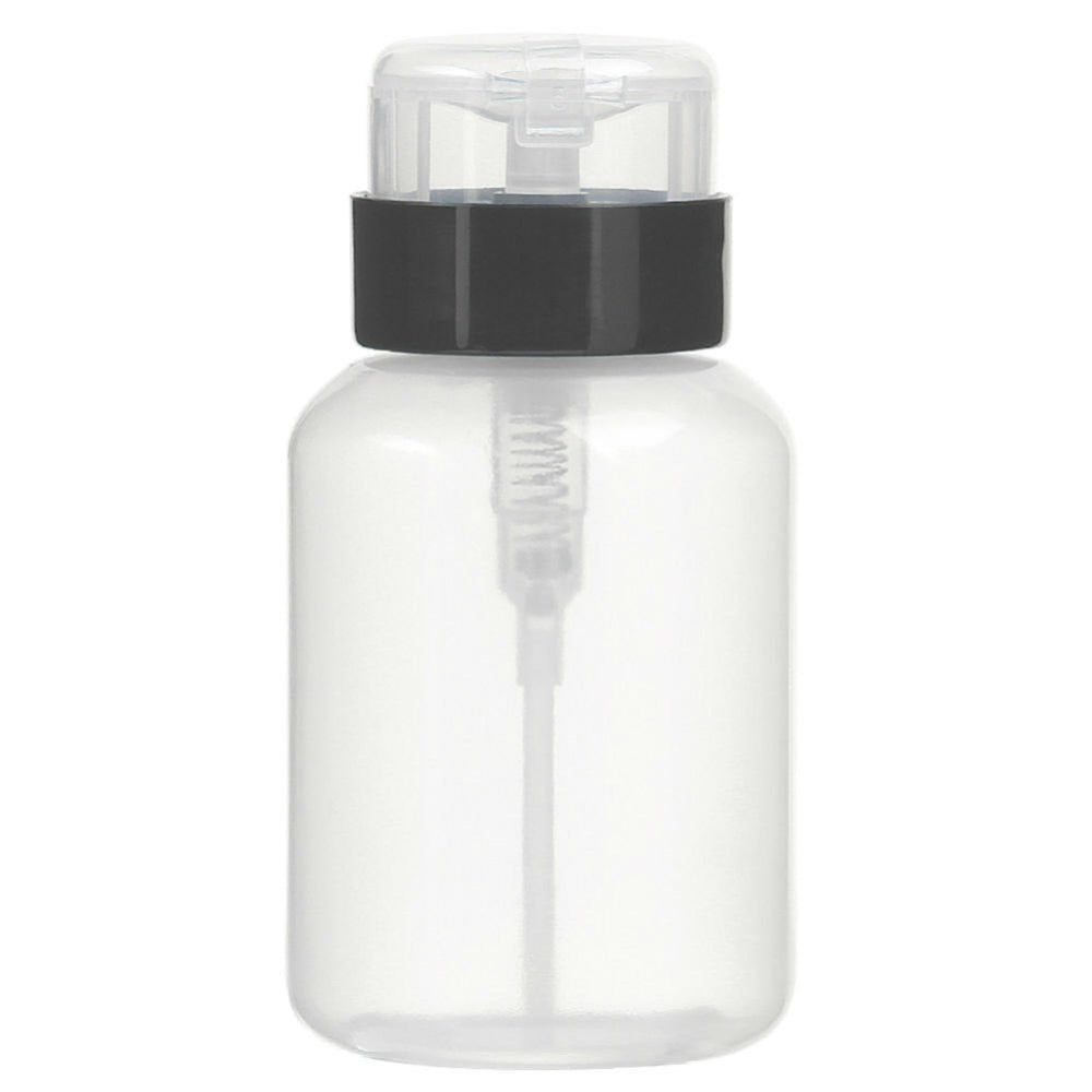 AKOAK push-down pump bottle 200ml with black top cap close-up showing dispensing head.