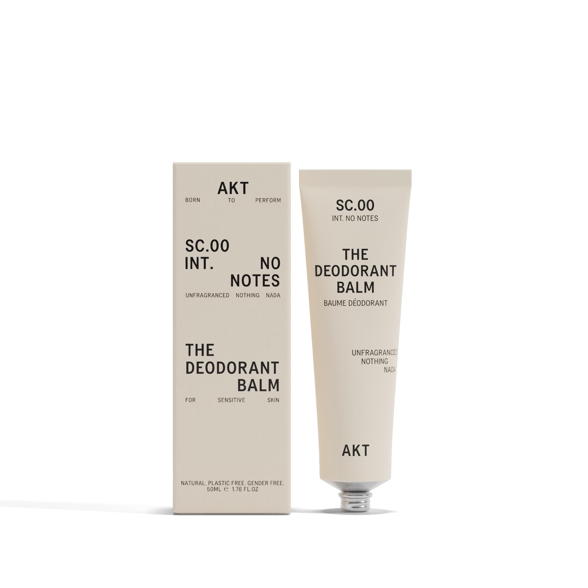 AKT Deodorant Balm squeeze-application demonstrates easy pea-sized dab for quick, all-day on-the-go protection.