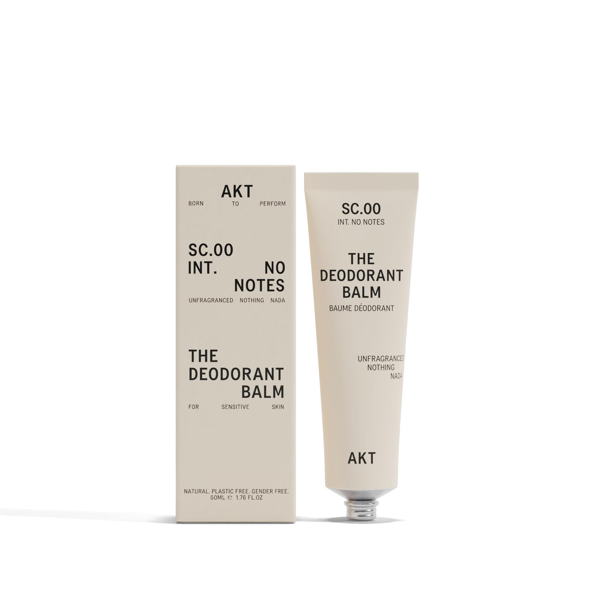 AKT Deodorant Balm squeeze-application demonstrates easy pea-sized dab for quick, all-day on-the-go protection.