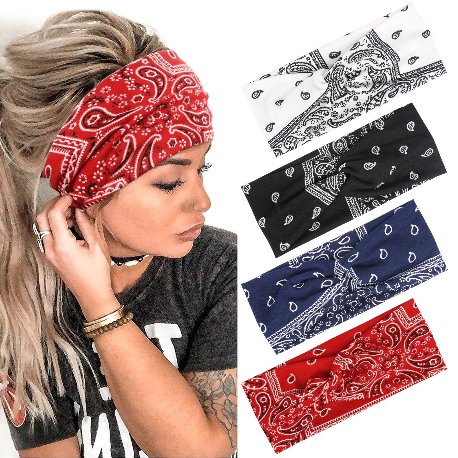 AKTVSHOW cross-design headband provides secure wear during workouts.