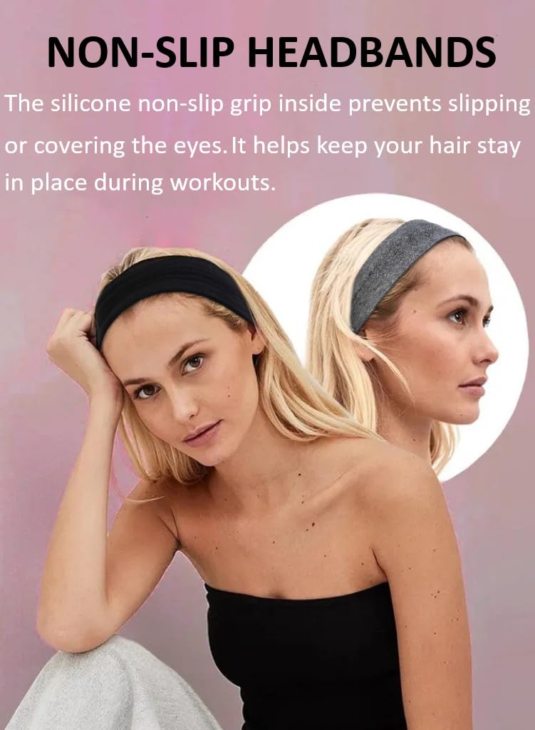 AKTVSHOW Sweat Bands Headbands adjustable fit shown on head for comfortable exercise