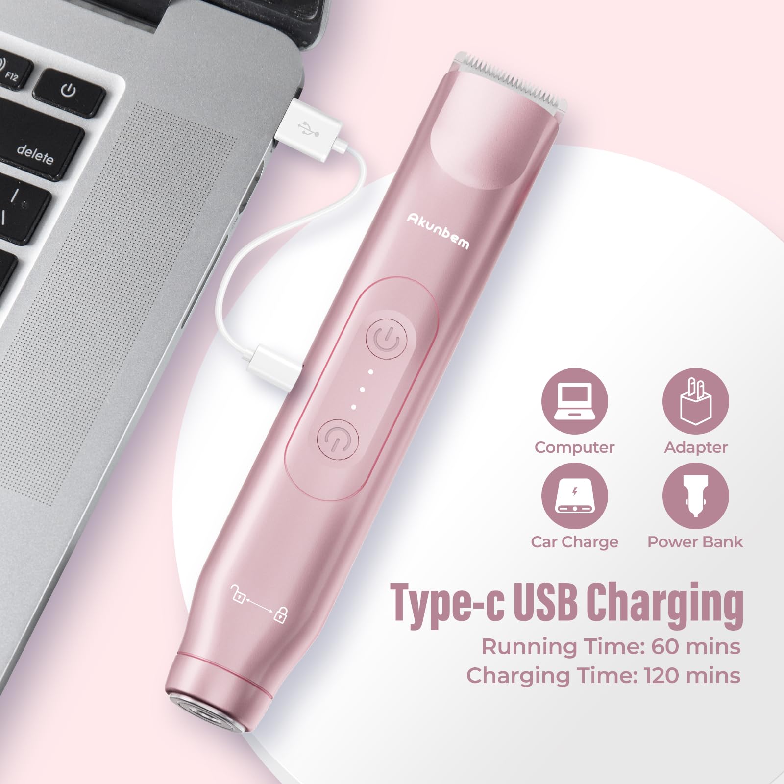 Akunbem dual-head design enabling facial and body grooming