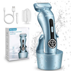 Akunbem electric razor for women blue front view for smooth leg shaving