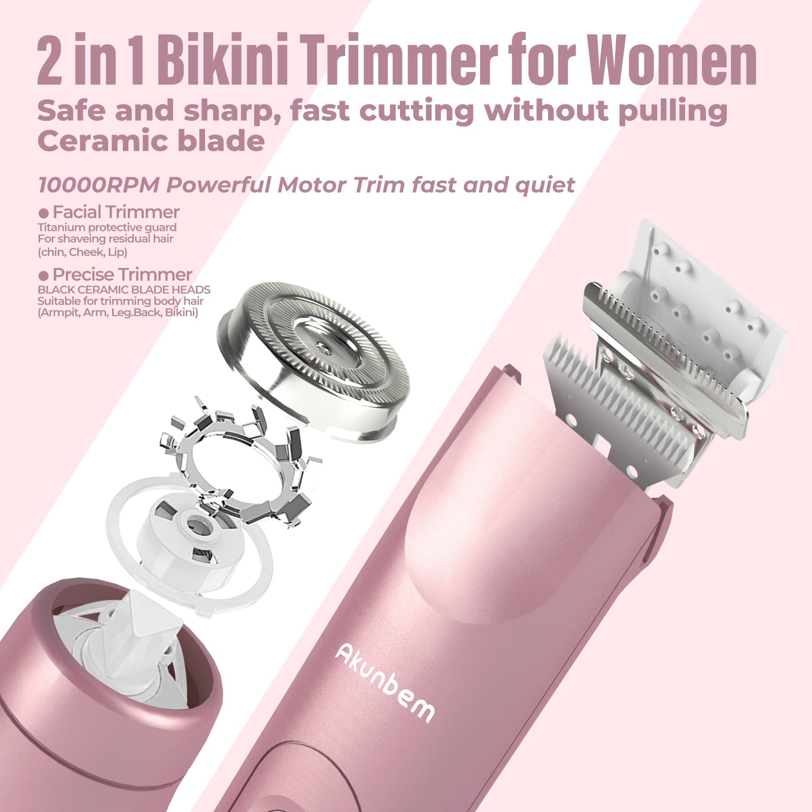 Akunbem waterproof electric shaver in wet-dry bikini-area use