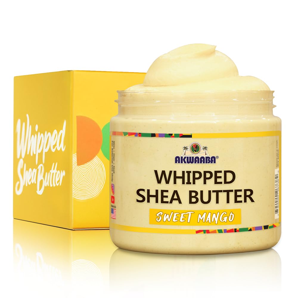 AKWAABA Whipped Shea Butter Sweet Mango tub with creamy texture for daily skin nourishment