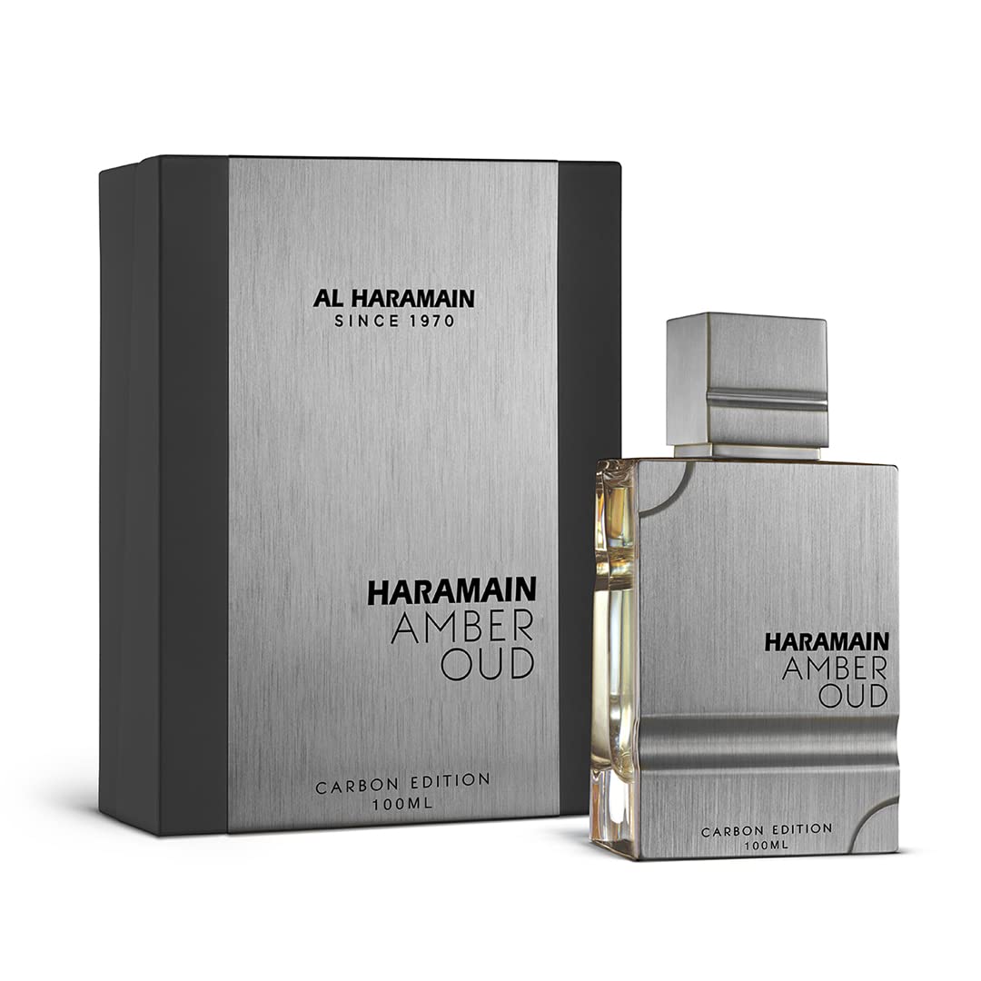 Al Haramain Amber Oud Carbon Edition bottle highlights luxury design for daily wear