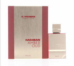 Al Haramain Amber Oud Rouge bottle front view for a unisex daily fragrance.