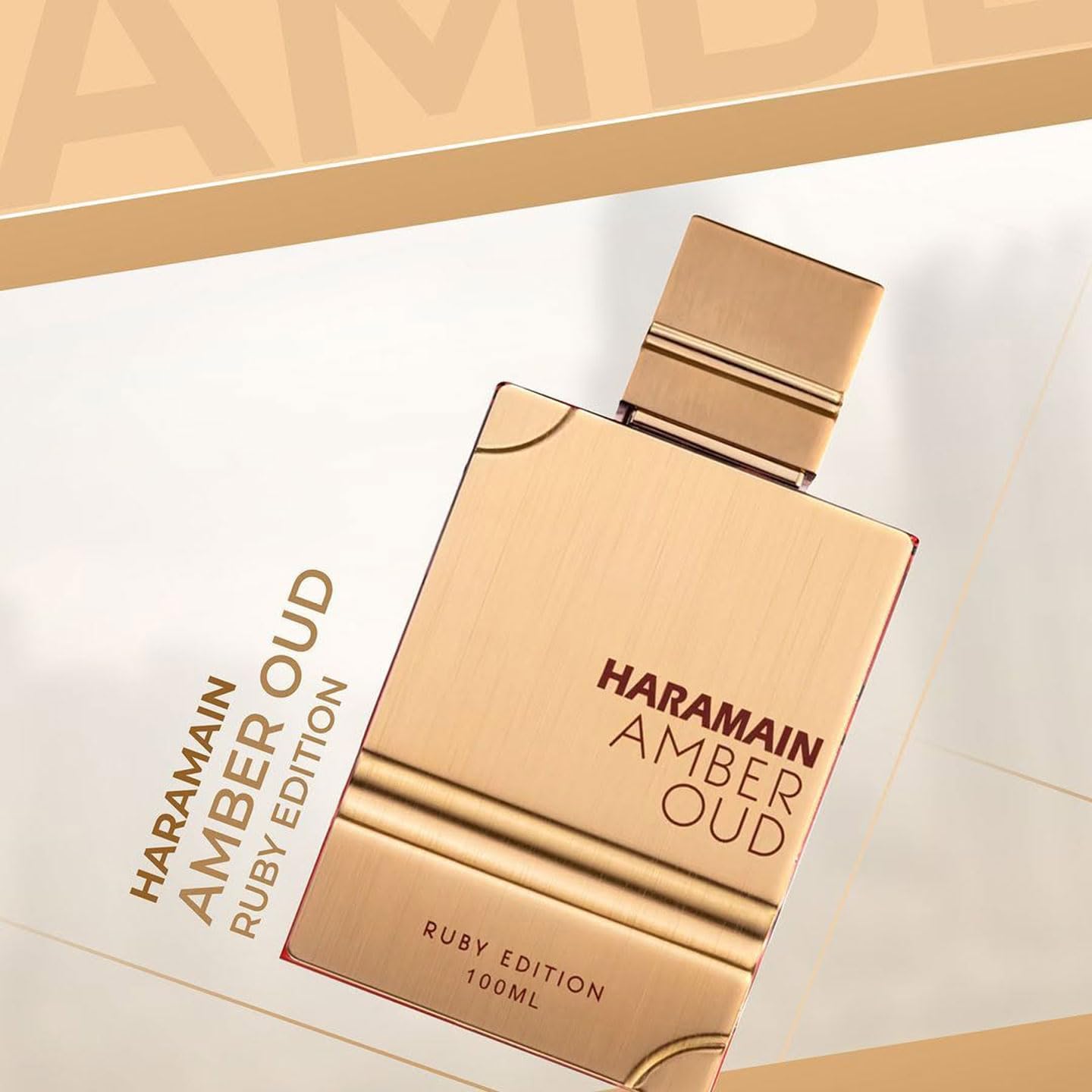 Base notes display woody notes, ambergris, and musk in Amber Oud Ruby EDP.