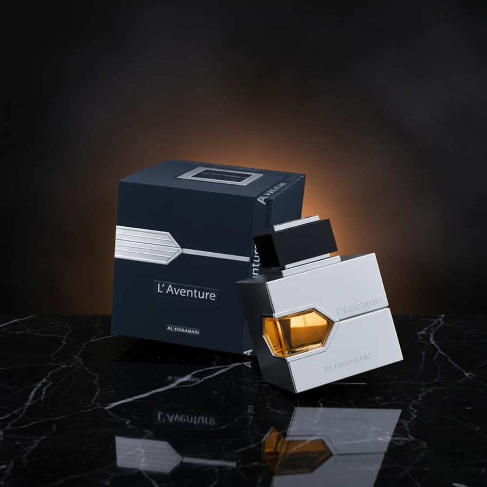 L'aventure bottle side angle highlighting sleek profile for travel-friendly elegance